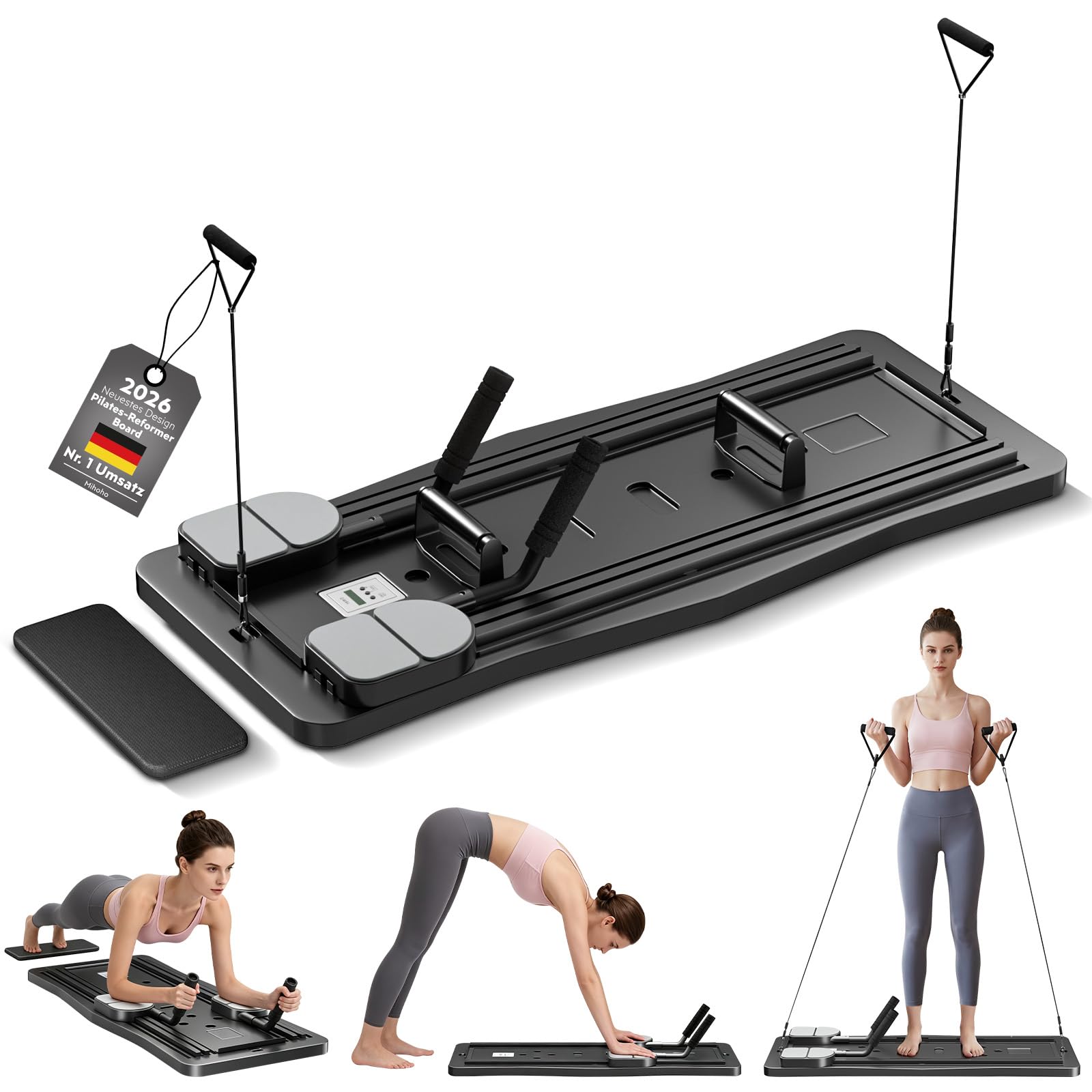 Planche de Pilates multifonction pour abdominaux, rebond automatique, équipement de fitness pour la maison, silencieux, entraîneur abdominal et bandes de résistance
