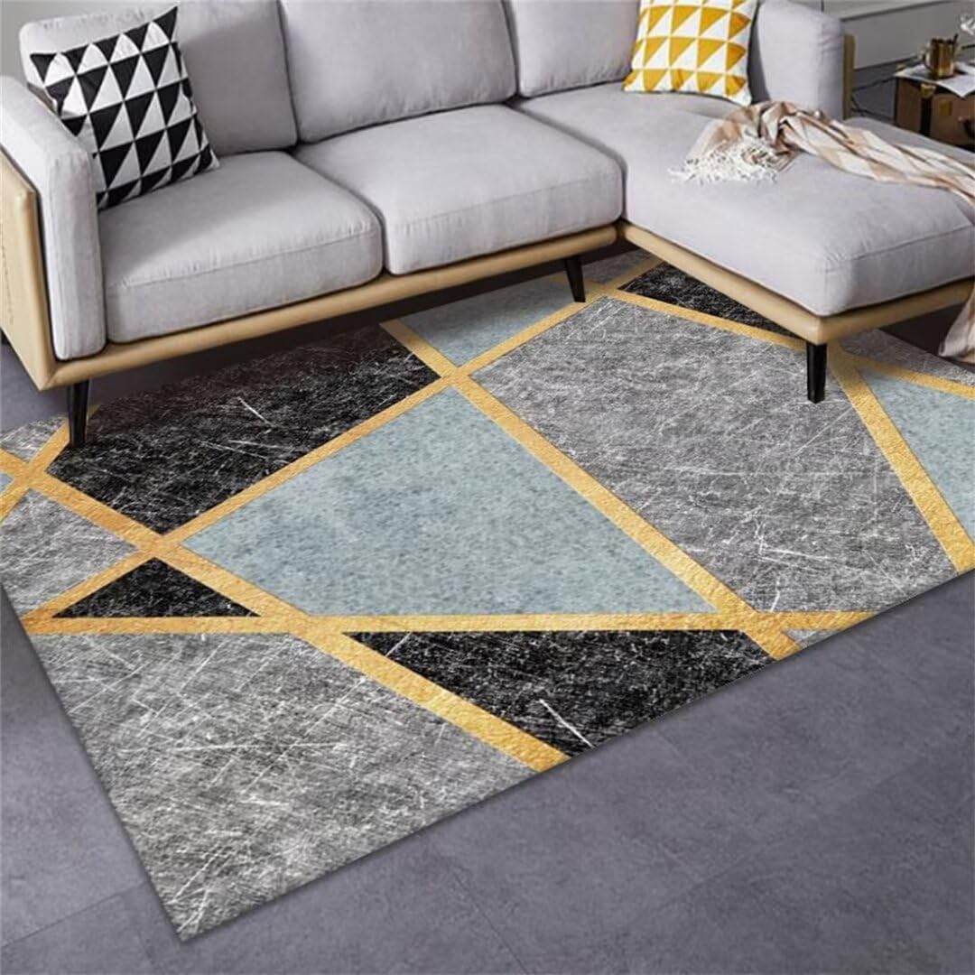 Tapis de décoration de chambre au fini marbre moderne et toucher doux