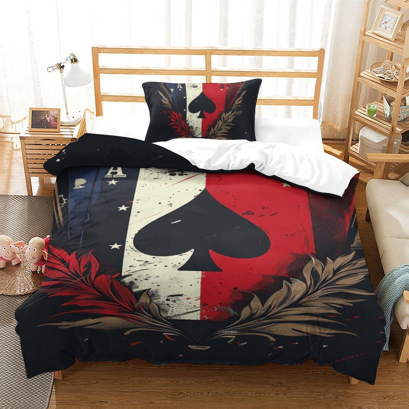 Housse de couette jeux de cartes infroissable et facile à laver pour lit enfant 135x200