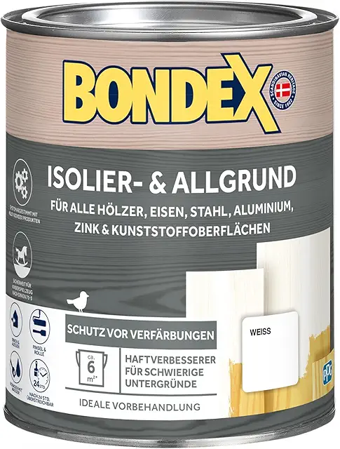 Bondex Isolier- und Allgrund Weiß 0,75 L - Holzgrundierung & Isolierfarbe