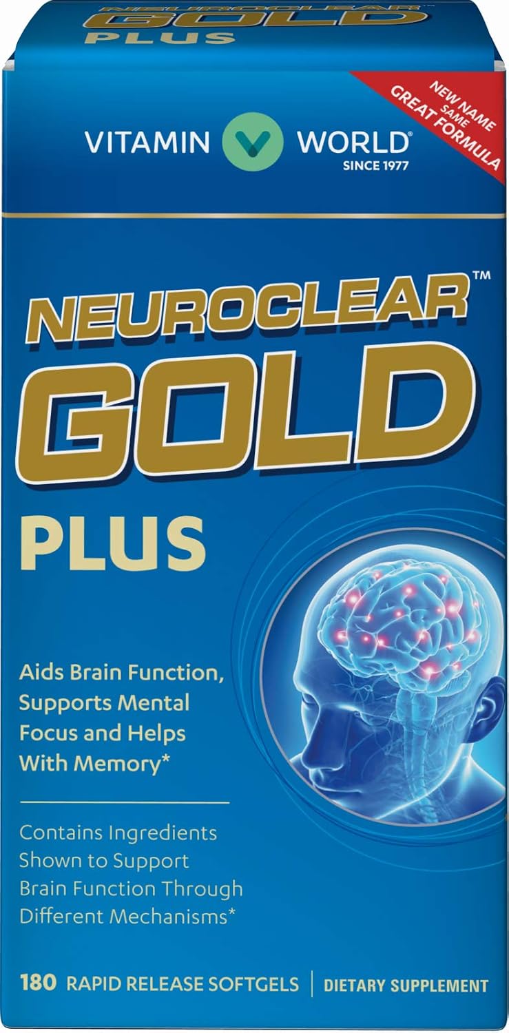 Vitamin World NeuroClear&trade; Gold Plus | Rapid Release Brain Support Supplement feat. Phosphatidylserine | Supports Memory &amp; Focus for Overall