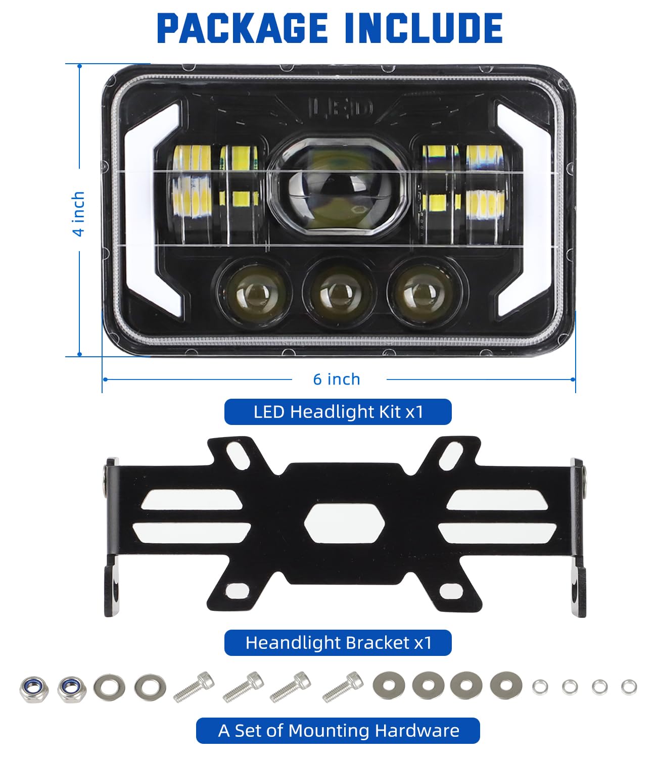 Amazon.com: WIKIBB 4x6 LED Headlights Kit with Bracket Compatible