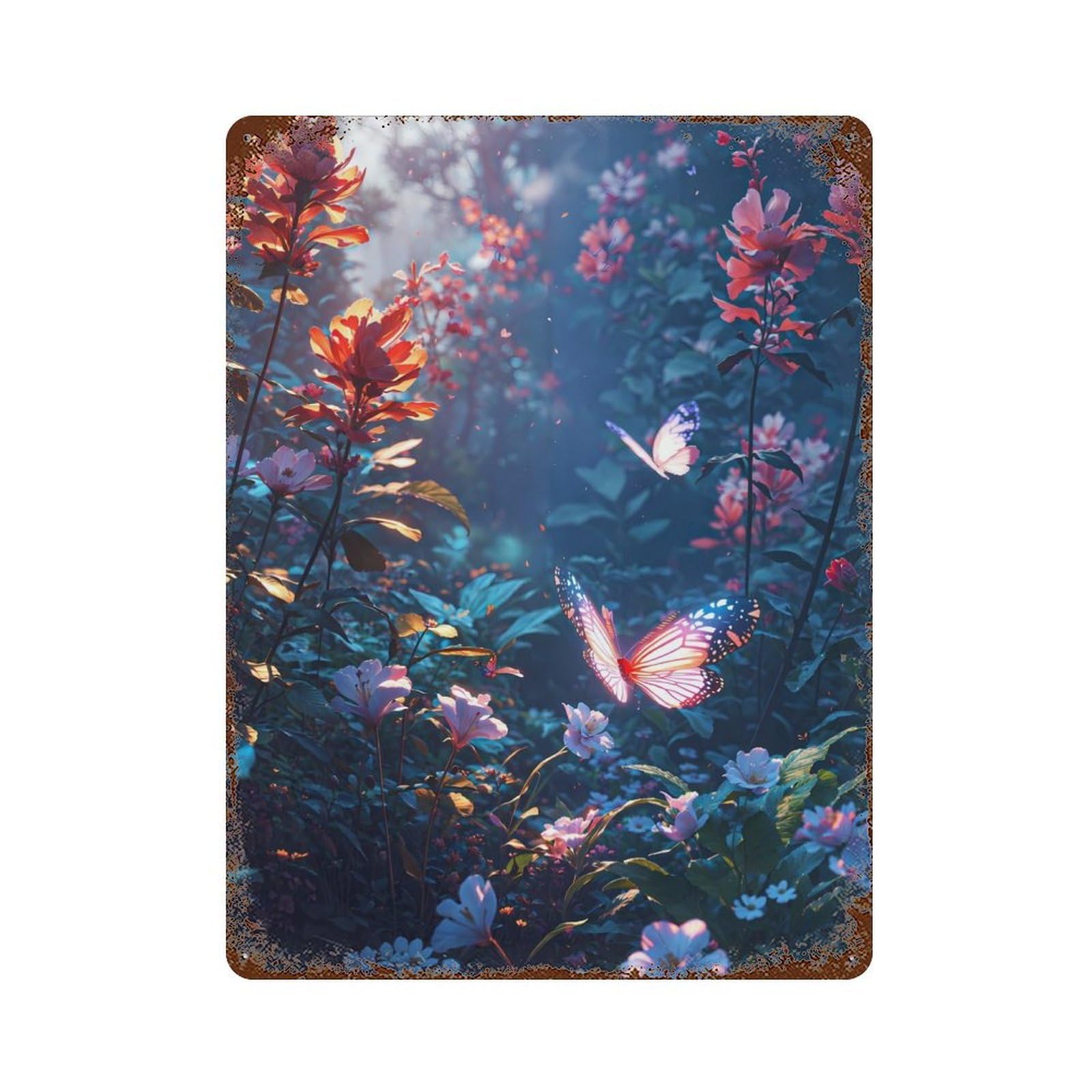 Rust Effect Butterfly Effect Vintage Rust Metal Sign 15.7"x11.8", Classic Wall Plaque for Shed, Workshop And Garage Wall Decor