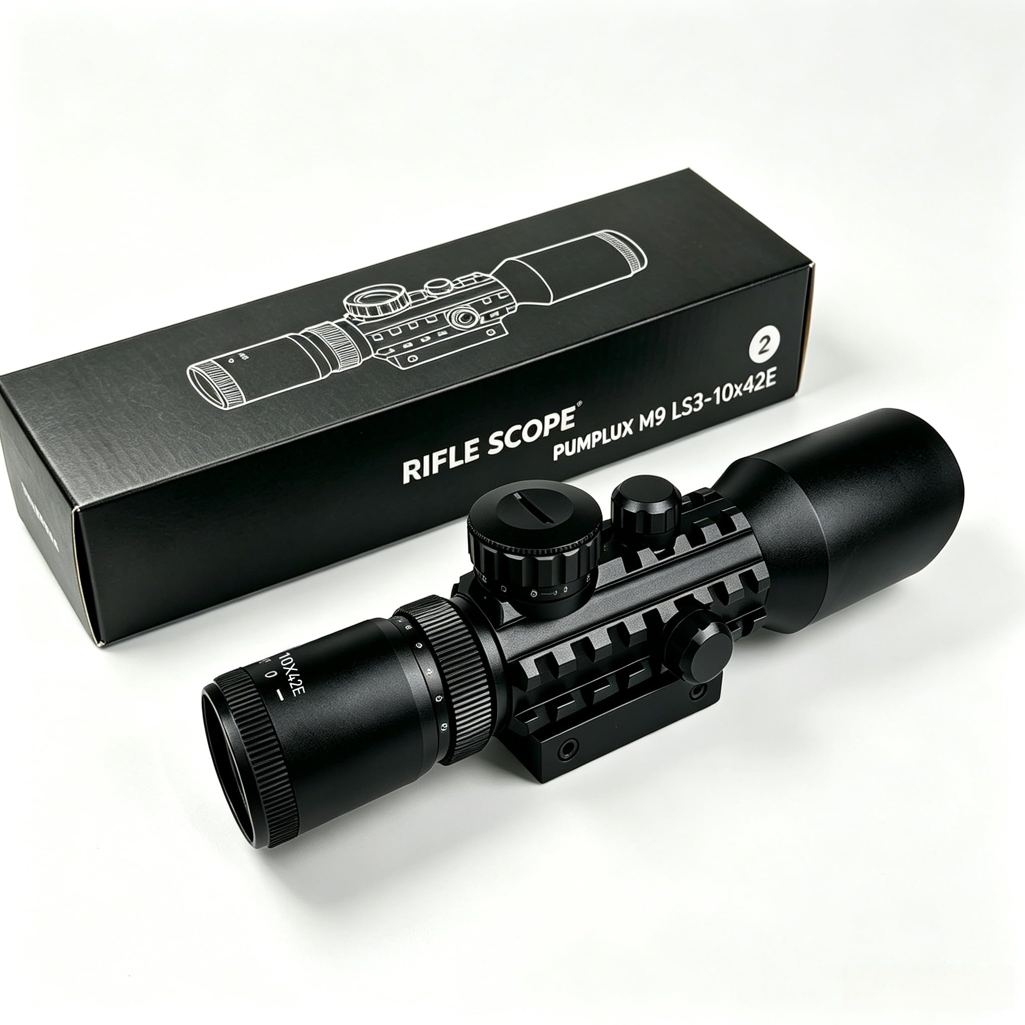 Lunettes de Visée 3-10x42E, Réticule Rouge Vert Double Illuminé Zoom Variable, Corps Aluminium Étanche Anti-Choc Rail Picatinny, pour Tactique Chasse Airsoft Arbalète Tir Sportif