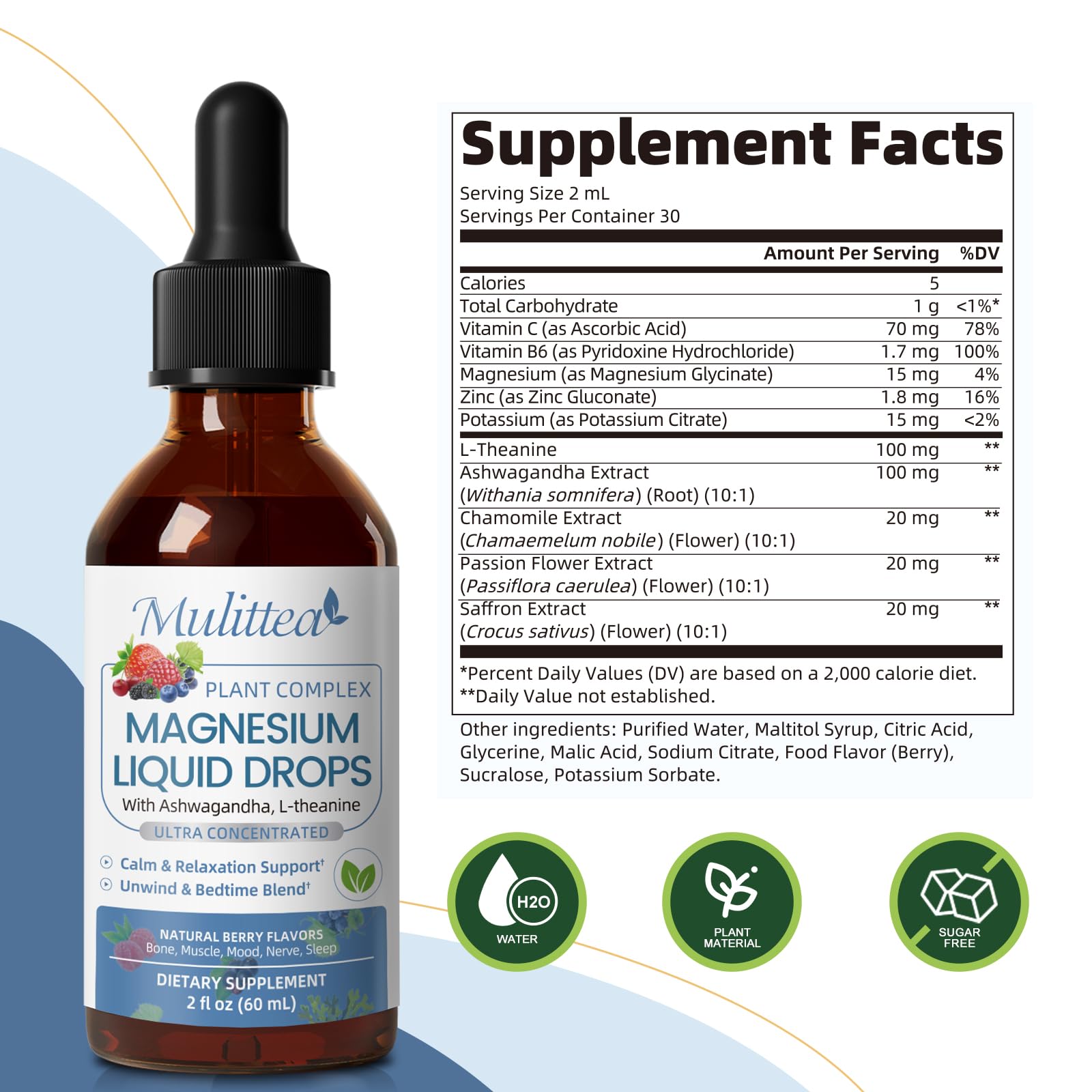 Magnesium Glycinate Liquid Drops with L-Theanine, Ashwagandha & Saffron — Amazon image 8