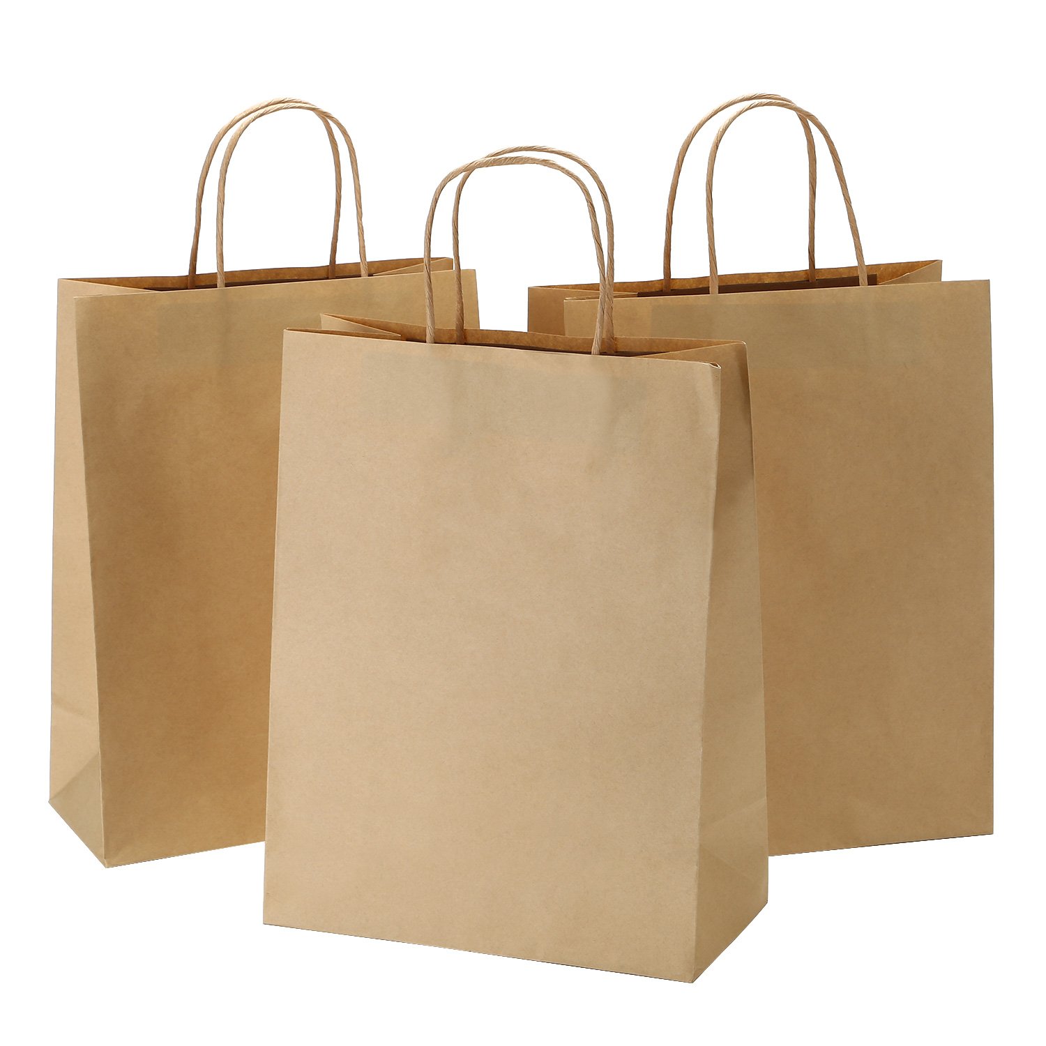 Road 10x5x13 Inches 100pcs brown Kraft Brown Paper Bags with Handle