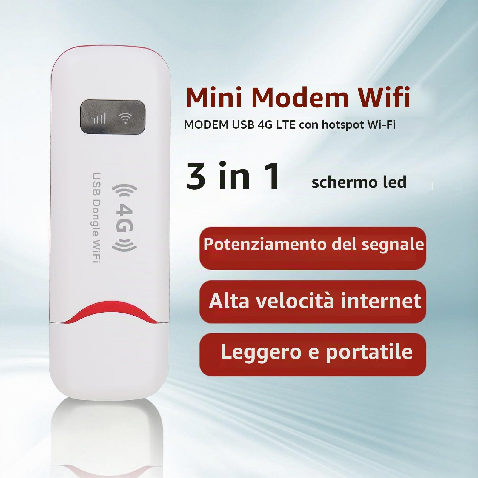 Dongle Modem USB 4G, Router 4G Portatile da Viaggio 150 Mbps con Slot per Scheda SIM per Europa Asia Oceania Africa, Crea Hotspot per lo Streaming Video Online, Supporta Fino a