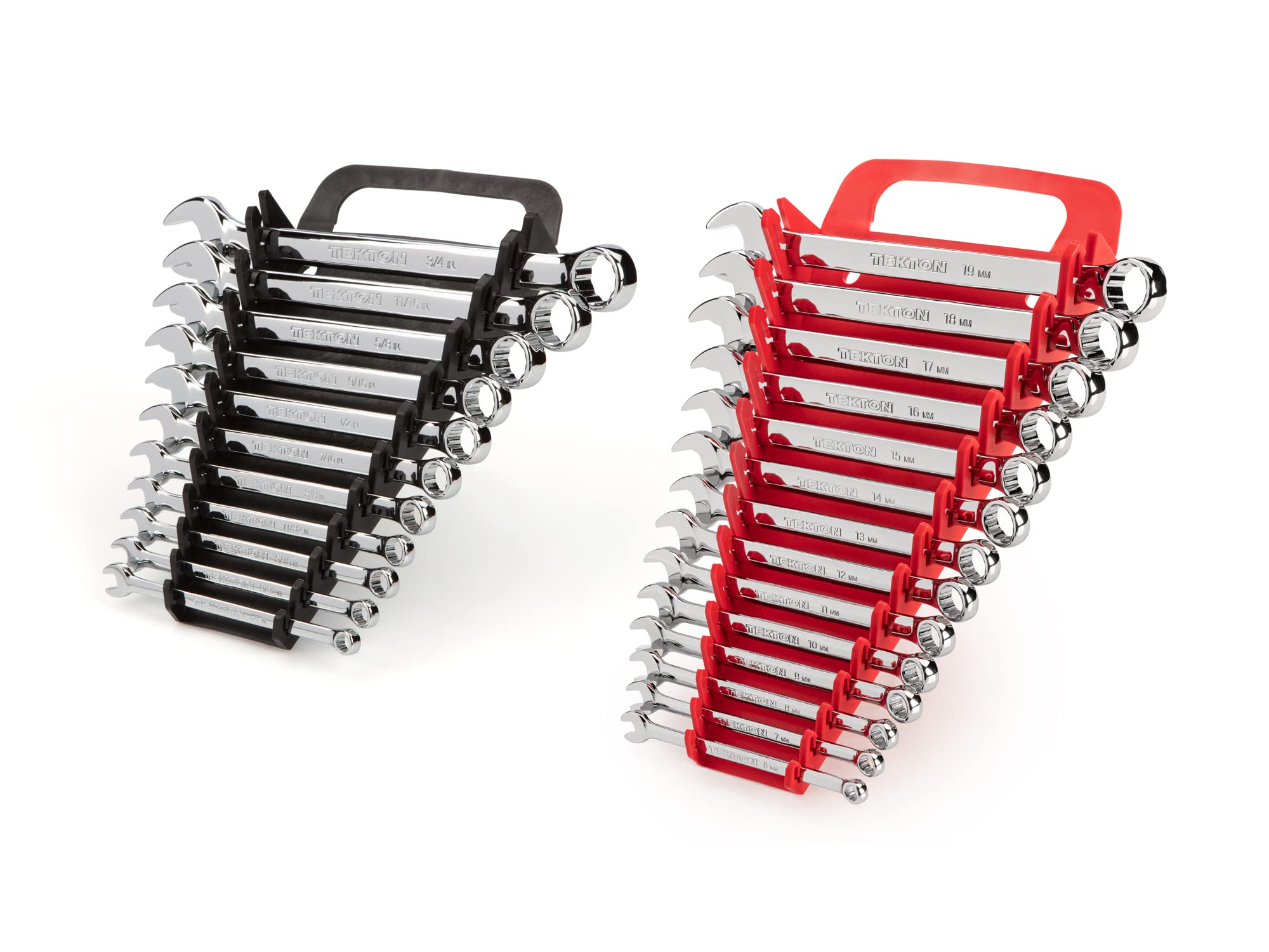 TEKTON Combination Wrench Set with Holders, 25-Piece (1/4-3/4 in., 6-19 mm) | WCB92301