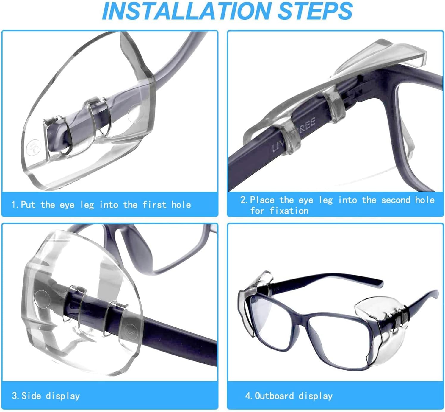 Glasses Side Shields, Slip on Side Shields, L Size Fits Medium to Large, M Size Fits Small to Medium Eyeglasses Frames image 4