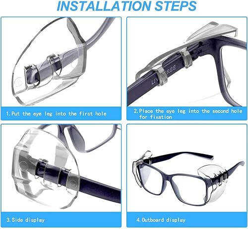 Miniatura 4 de Protectores laterales para lentes, protectores laterales deslizantes, tamaño L para mediana a grande, tamaño M para marcos de anteojos pequeños a