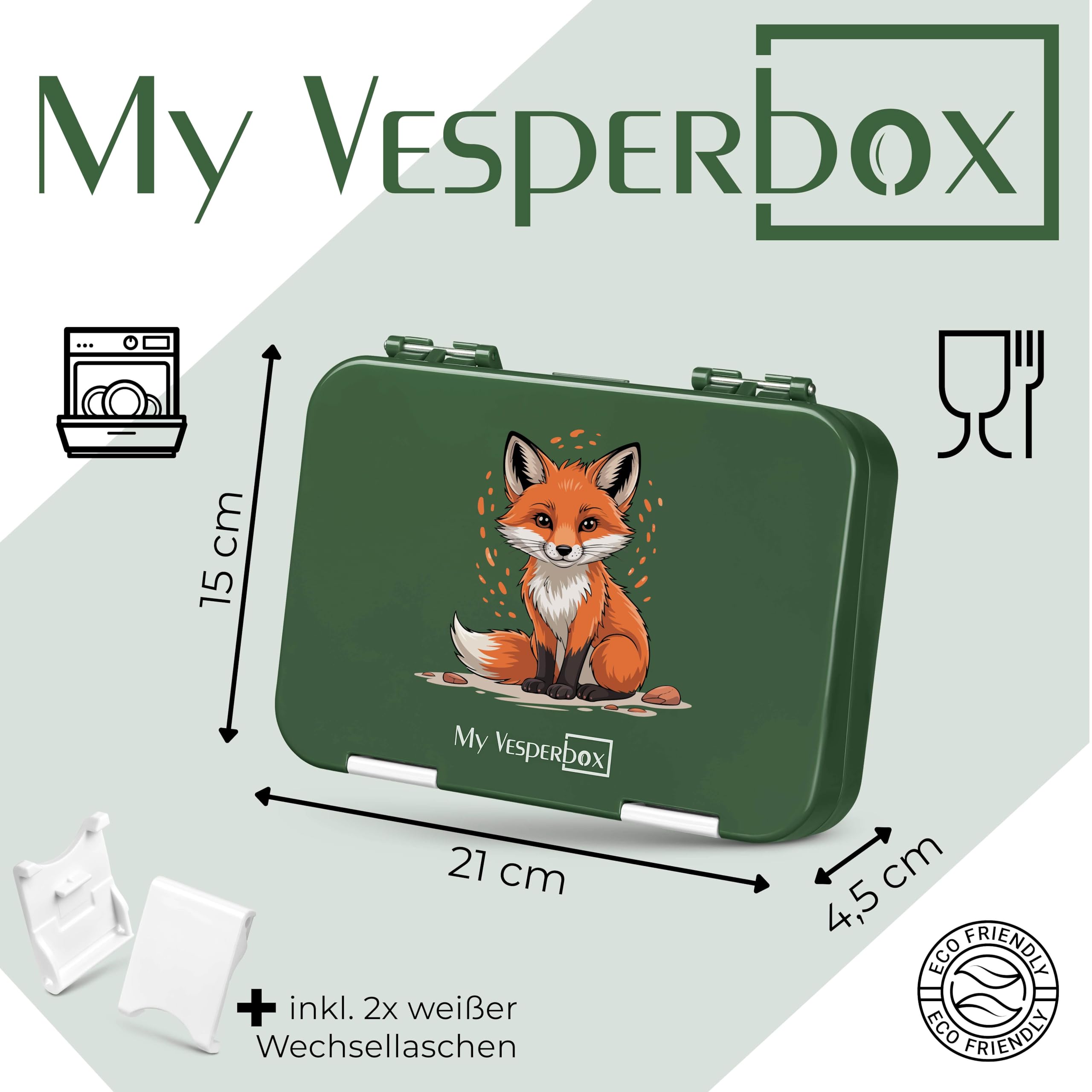 My Vesperbox - Len - Set – Brotdose & 500ml Trinkflasche für Kinder – auslaufsicher & BPA-frei – Lunchbox für Schule & Kindergarten - Bento Box Set