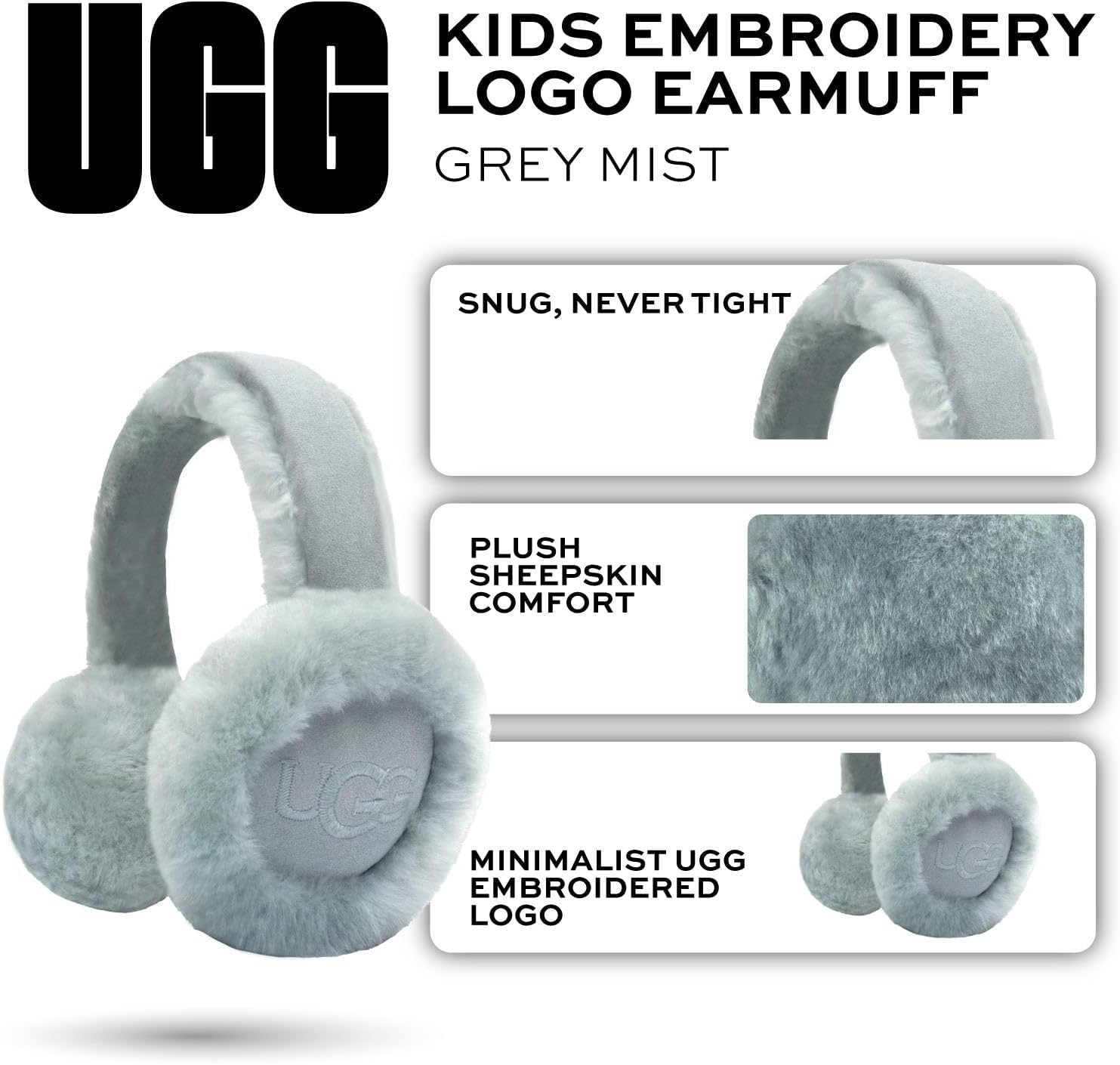 UGG Kids Earmuff with Plush Sheepskin Comfort, Snug Fit Headband - Minimalist Embroidered Logo - Warm Cold Weather Wear - Image 8