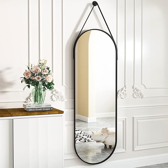 HARRITPURE Full Length Mirror Oval Hanging Mirror 16"x48