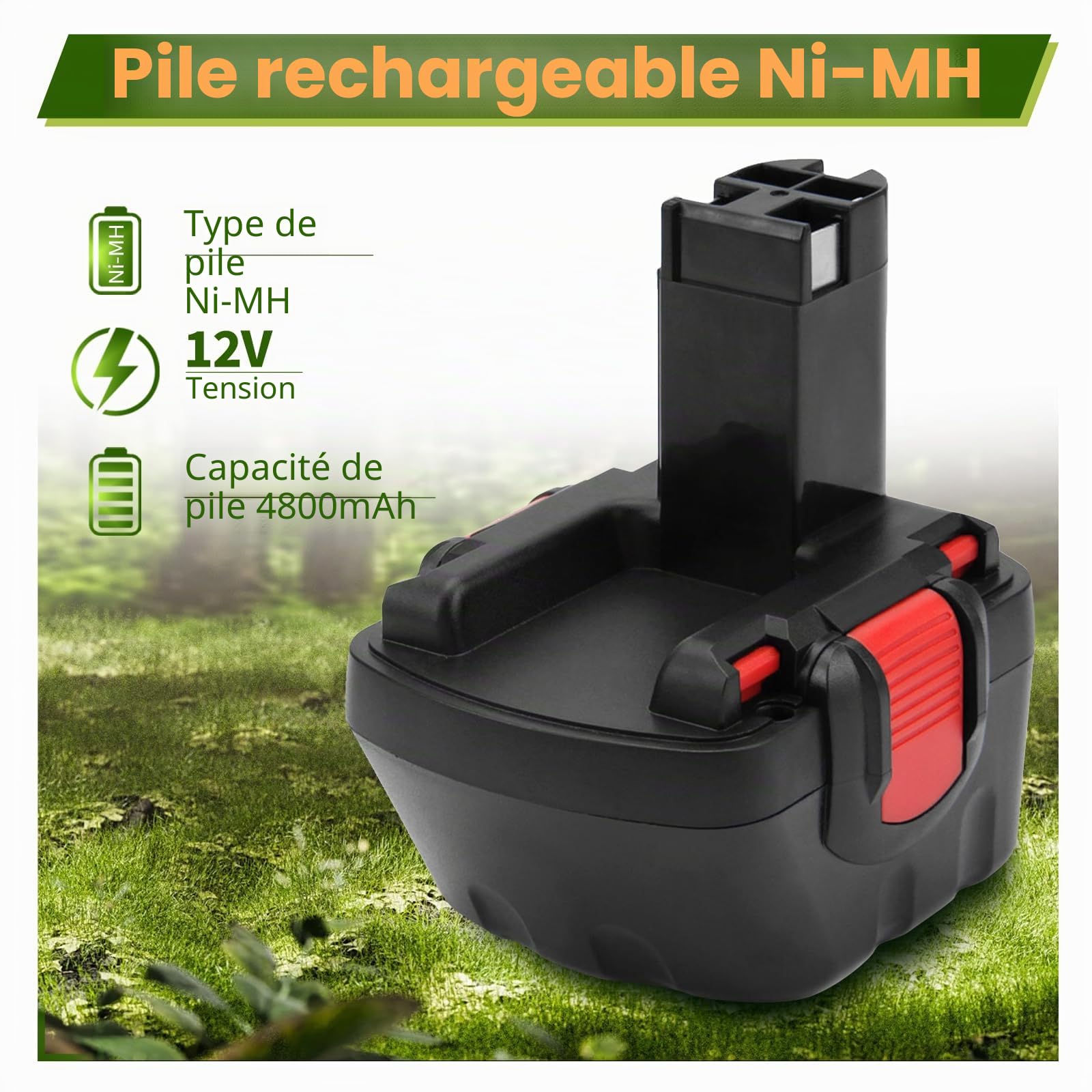 2 pièces 12V 4800mAh Ni-MH Rechange pour Batterie Bosch BAT043 BAT045 BAT120 BAT139 2607335542 2607335526 2607335274 GSR 12-2 12VE-2 PSR 12 GSB 12VE-2 22612 23612 32612