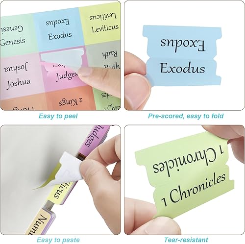 Vista 20 de Pestañas de la Biblia católica boho para mujeres/hombres/niños – 100 fichas laminadas, de índice del Antiguo y Nuevo Testamento para estudio
