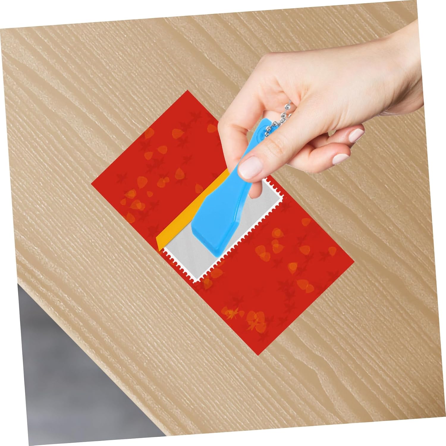 TEHAUX 10pcs Scratch Off Keyrings Plastic Scraper Tool for Ticket Label Removal Teardrop Shape Keychain Compatible Various Lottery Tickets