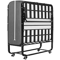 DICTAC Letto Pieghevole Singolo con Materasso 90×200 cm Brandine Letto Pieghevole per Adulti con 13 cm Materasso Memory Foam,Metallo letto richiudibile con Ruote,Fino a 200 kg,nero
