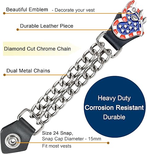 Miniatura 2 de Dream Apparel 4 extensores de chaleco de motocicleta para mujer, extensores de chaleco de motociclista con extremos de piel sintética y cadenas