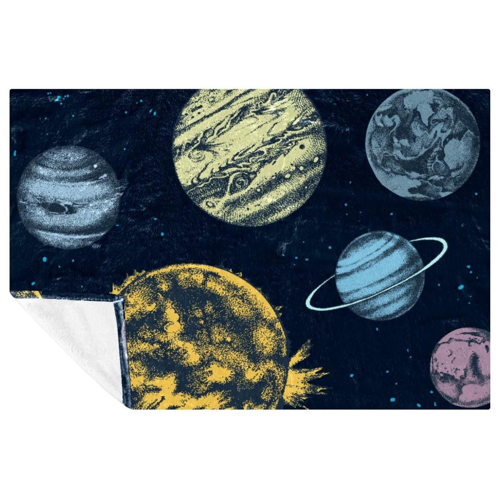Couverture douce motif système solaire coloré pour des nuits étoilées