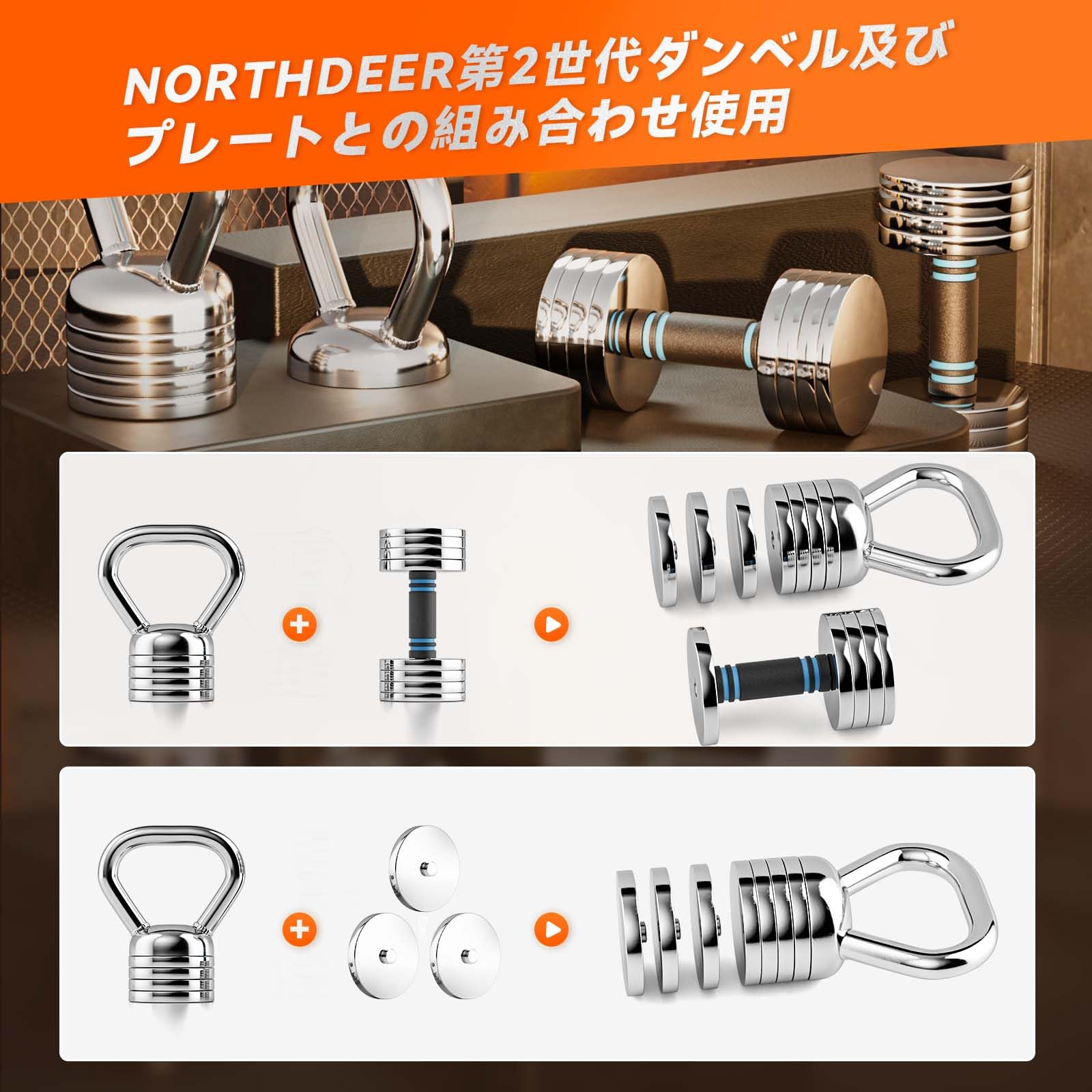 Amazon | Northdeer ケトルベル 可変式 小型 スチール製 5kg 6.25kg