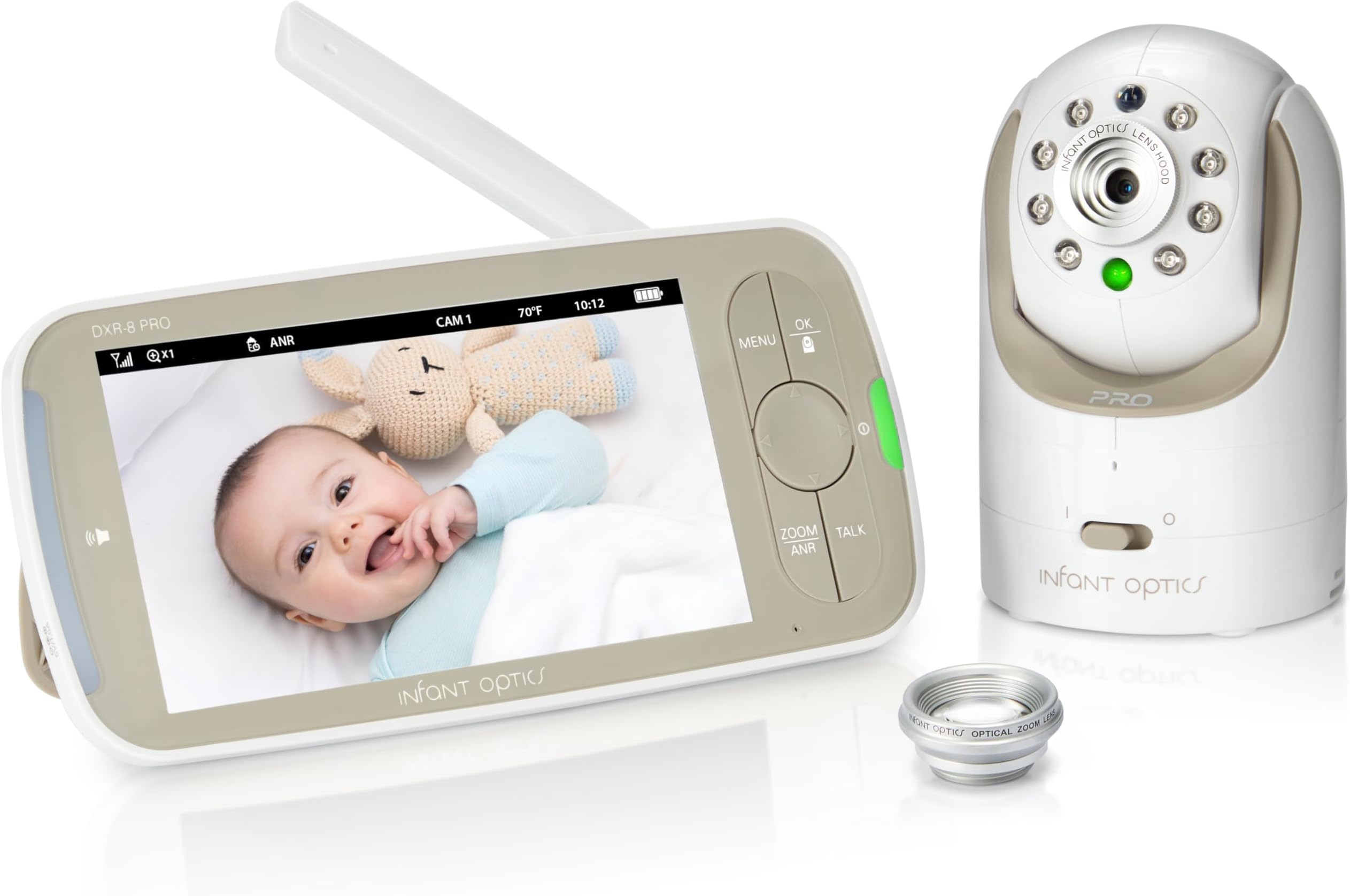 Infant Optics DXR-8 PRO Video Baby Monitor, 720P HD Resolution 5" Display, Patented A.N.R. (Active Noise Reduction), No WiFi, Pan Tilt Zoom, and Interchangeable Lenses