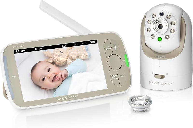 DXR-8 PRO - Patented Active Noise Reduction (ANR), 5” HD Video Baby Monitor with 1 Camera, No WiFi, Hack-Proof,Pan Tilt Zoom, Interchangeable Lens