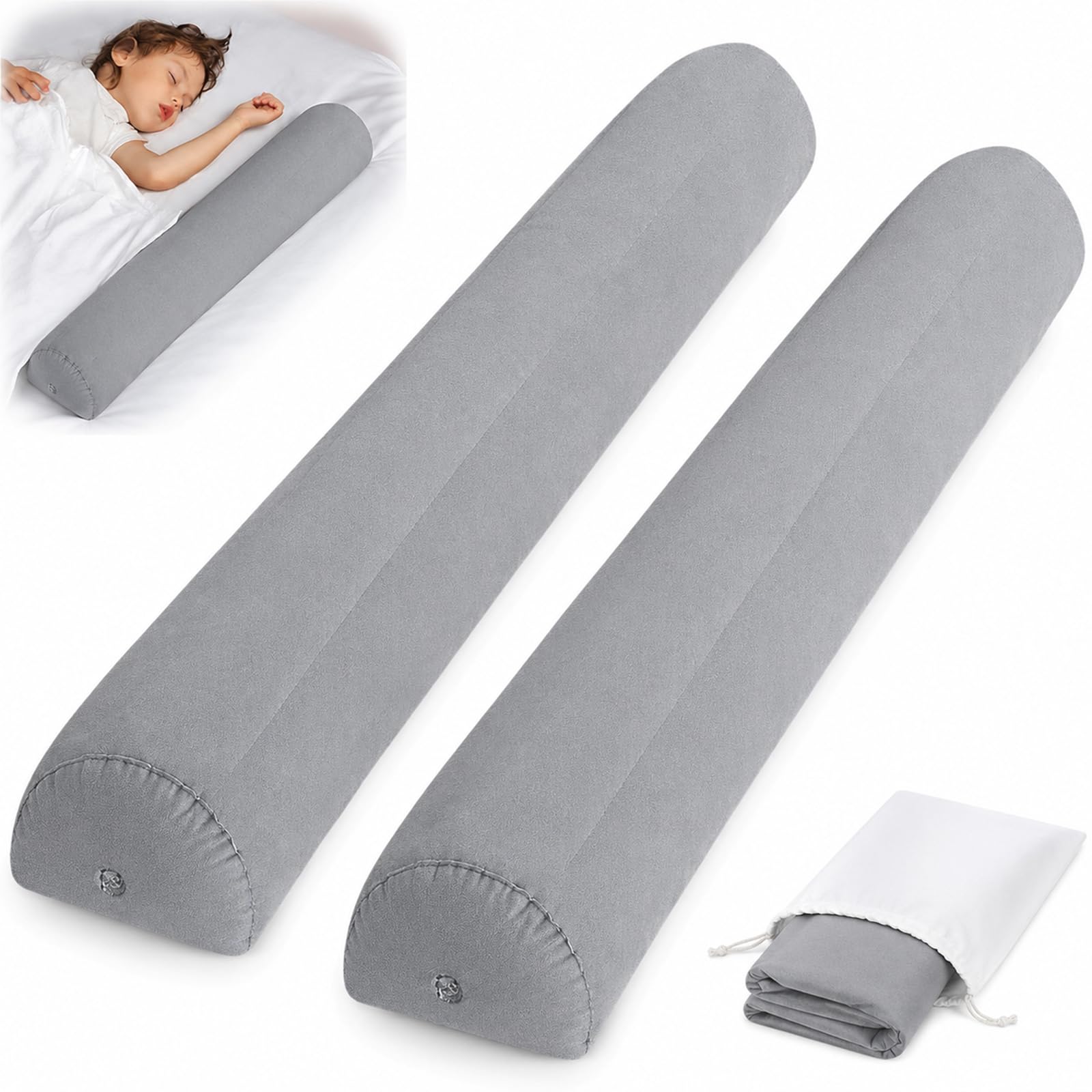 WILDFLOW 2PCS Inflatable Toddler Bed Guard, Bed Rail, Bed Bumper for Double King Size Bed