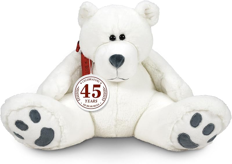Enesco Boyds Bears 45th Anniversary Bubba Pearl Plush Teddy Bear Stuffed Animals, Collectible Premium Soft Teddy Bear Plushies for Ages 1+ and Up, Polar Bear White, 14 Inch