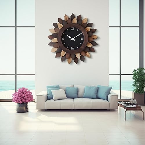Miniatura 2 de Reloj de pared grande de 24 pulgadas para sala de estar, estilo bohemio, decorativo, grande, silencioso, funciona con pilas, reloj de pared de