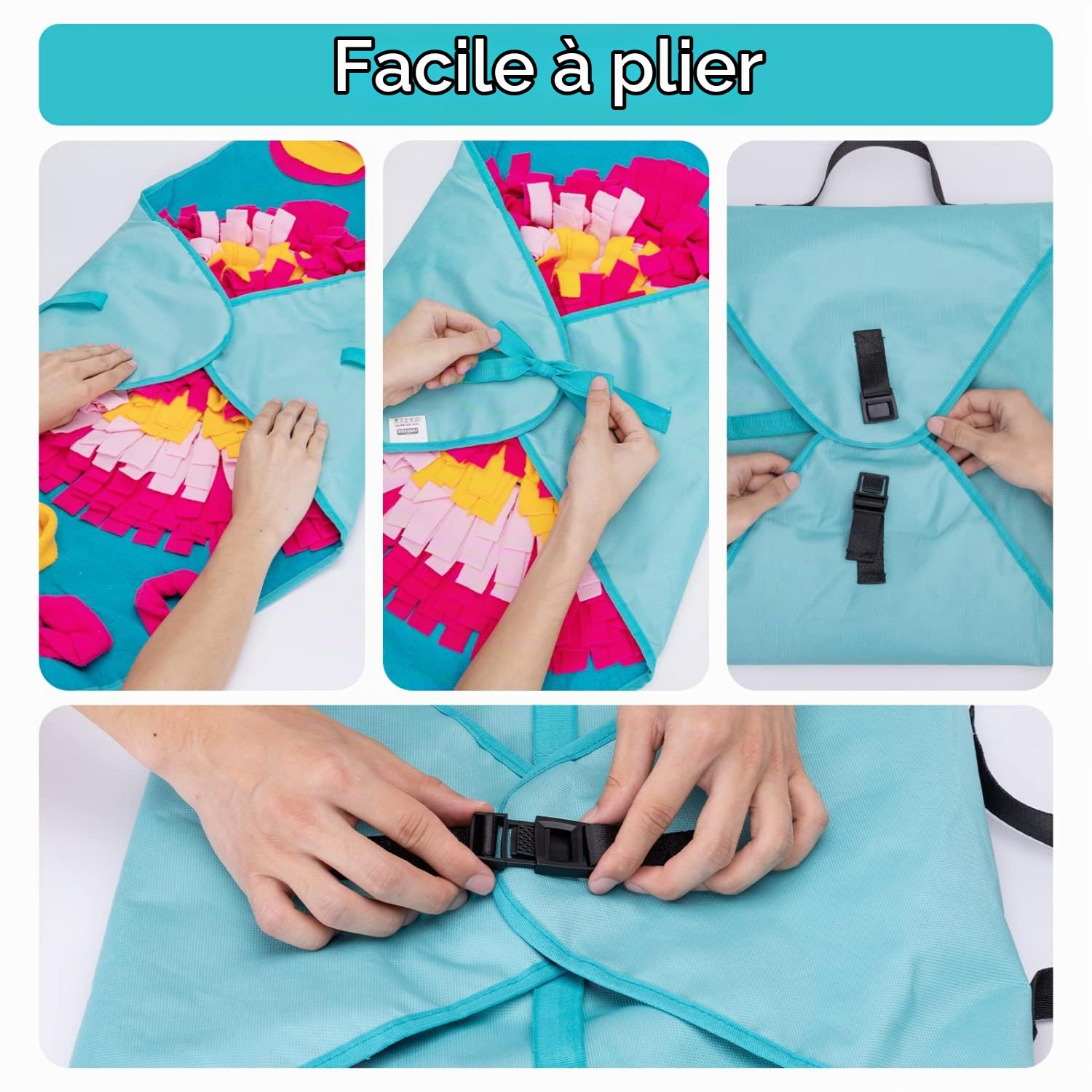 Nobleza 70 * 70cm Tapis Fouille Chien Snuffle Mat, Alimentation Lente Jouet Reniflant Couverture Pliable, Durable, Lavable