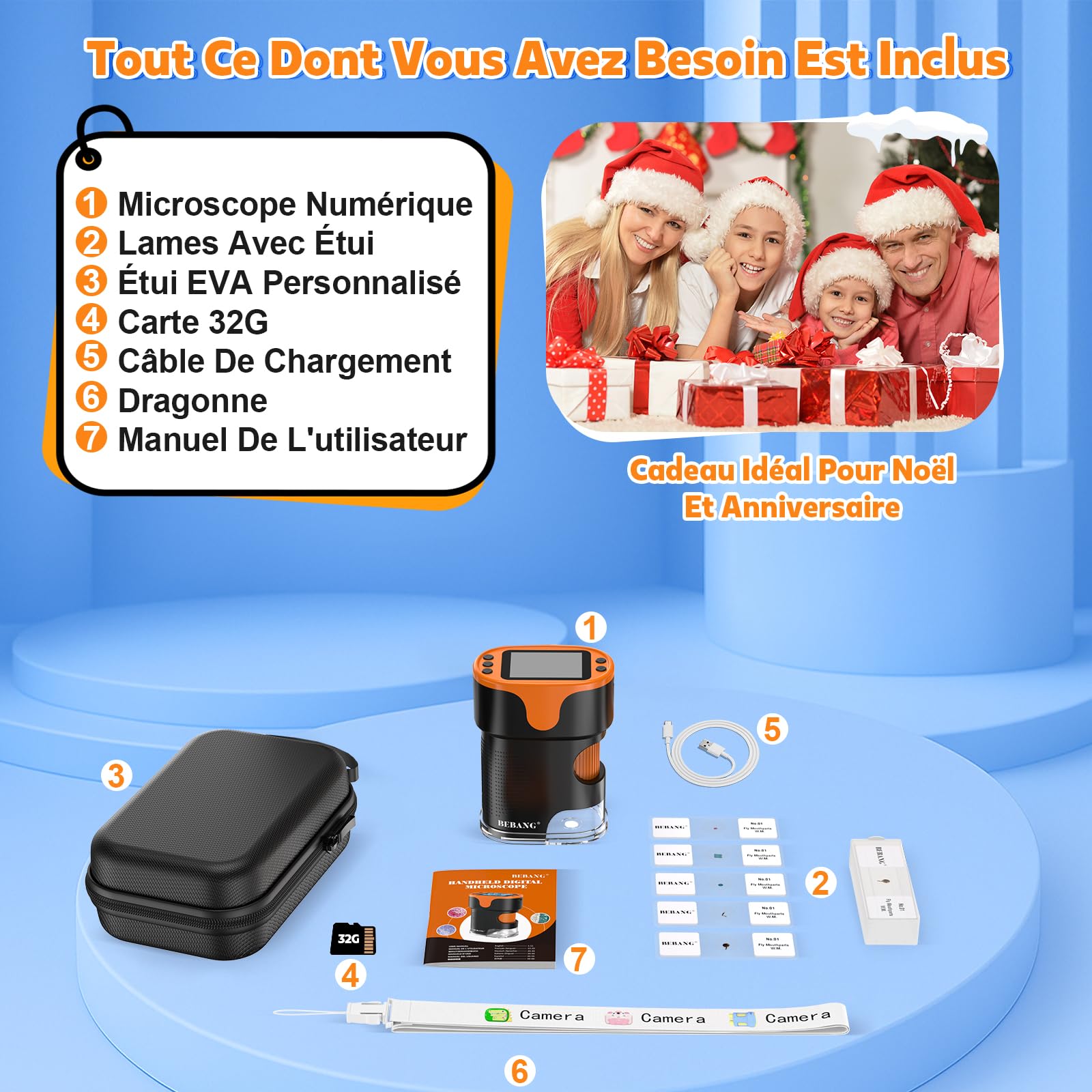 Microscope Numérique Enfant 4K 1000x - écran 5,1 Cm Avec Batterie Et étui | Jouet Scientifique éducatif