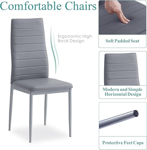 Miniatura 8 de paonne Mesa de comedor gris con sillas juego de mesa de comedor para 4 mesa de cocina y sillas juego de comedor para 4 para cocina comedor