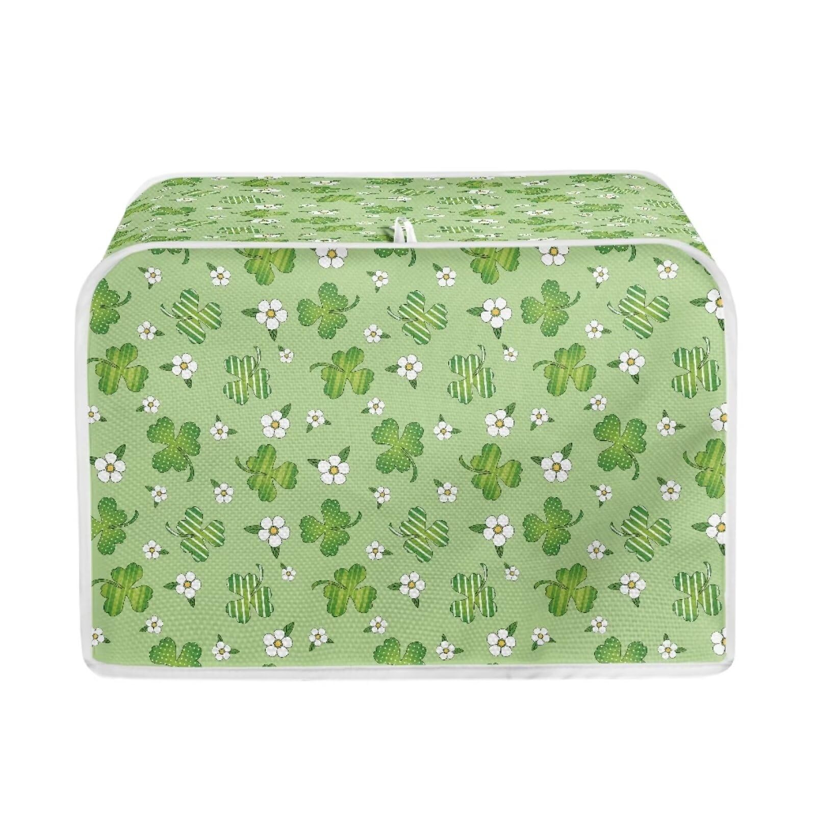Talayituse Green Shamrock Flower Print Toaster Cover 2 Slice Wide Slot, Lightweight Toaster Cover Dust Protection Washable Appliance Bag Bread Maker Cover St. Patrick's Day Decoration, Pink