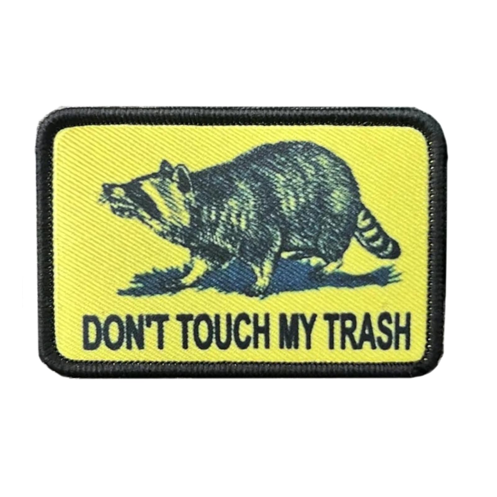 Patch tactique brodé Raccoon Don't Touch My Trash hilarant pour chapeau et sac