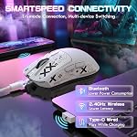 ATTACK SHARK X1 Ultralight Tri Mode Wireless 40000 DPI Gaming Mouse-White | Magnetic RGB Charging Dock,Anti Slip Grip Tape,PixArt PAW3395 Pro Optical Sensor,BT/2.4Ghz/Wired,Driver for PC Win Mac Gamer