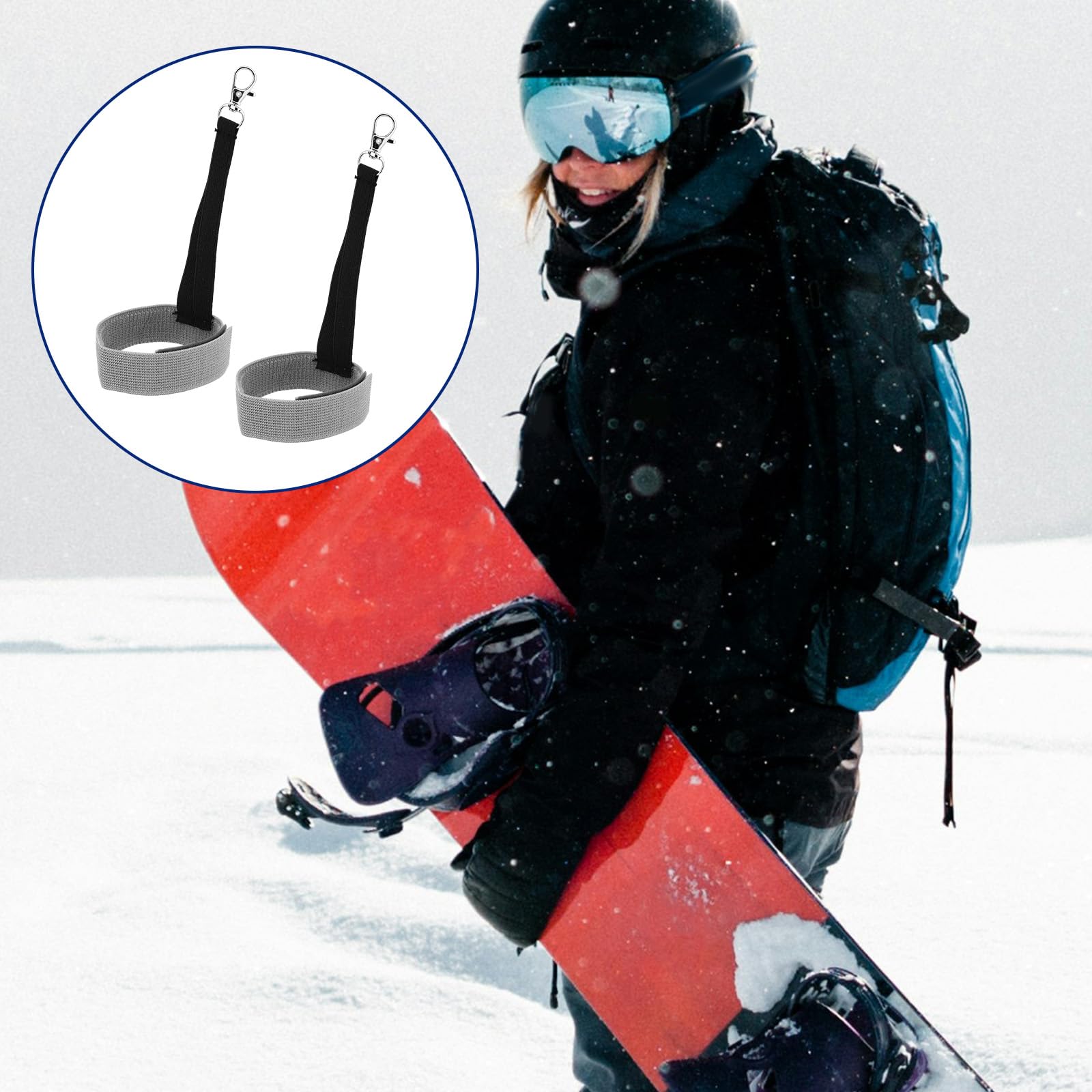Lot De 4 Sangles Pour Gants De Ski – Nylon, Bouton Métal, élastique, Noir, Pour éviter De Perdre Ses Gants