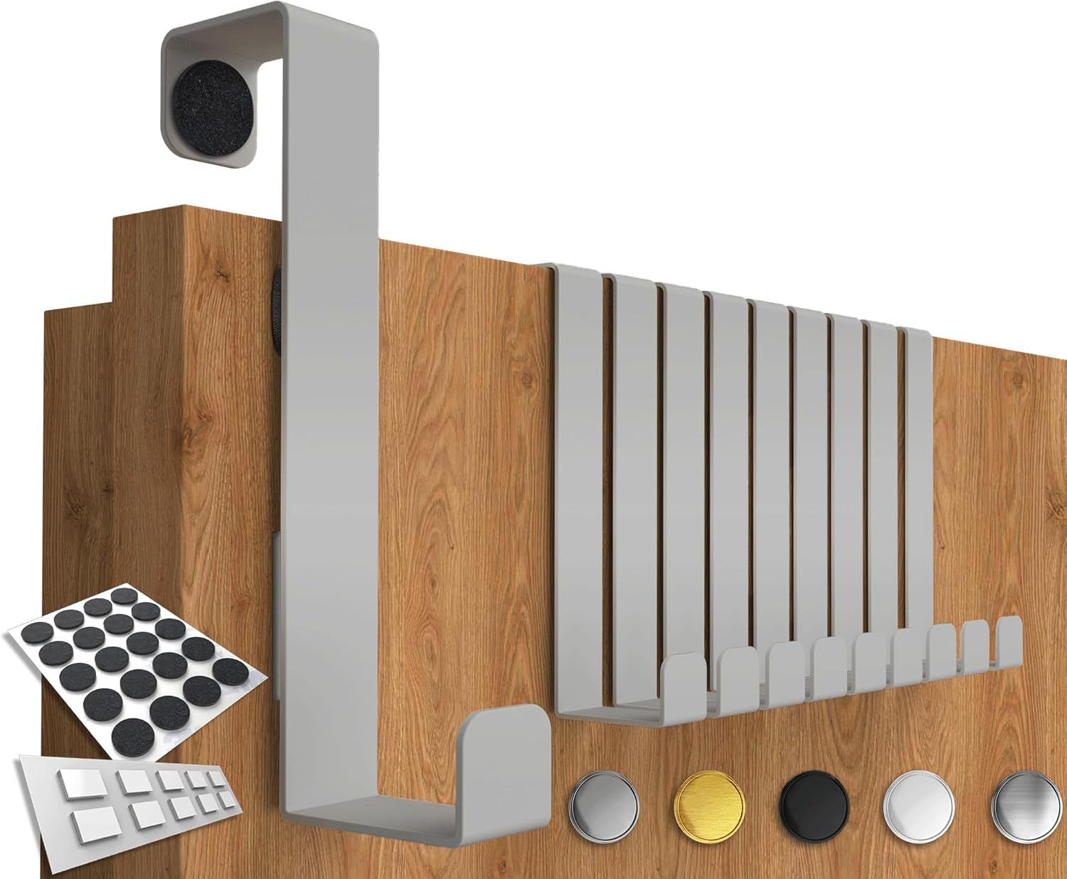 4smile Türhaken zum Einhängen - 10er Set, Fb. Grau - Solide Kleiderhaken Tür für die ganze Wohnung, flexible Haken zum Einhängen, belastbare Türhakenleiste, Türgarderobe zum Einhängen