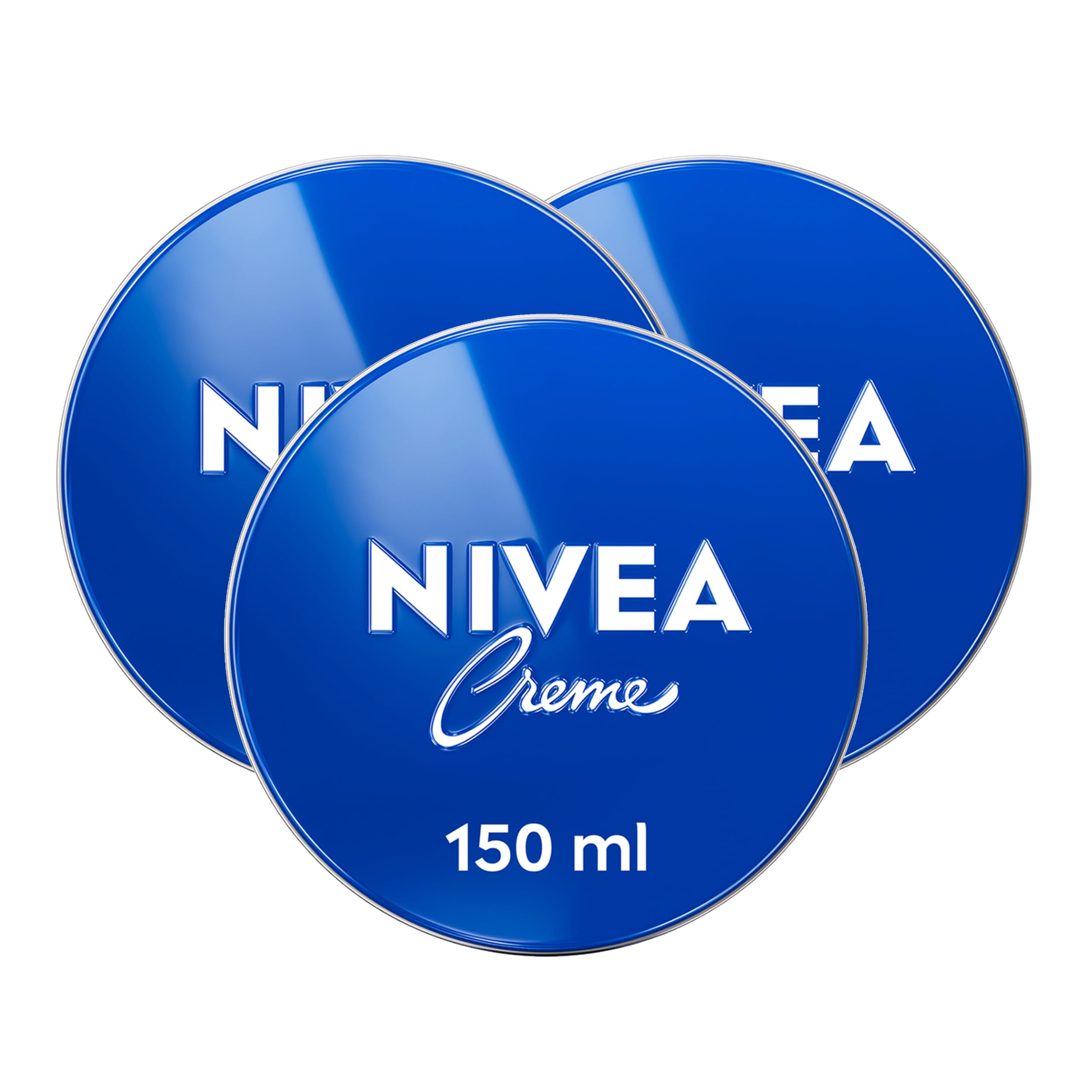 NIVEA Creme Tin Moisturizing Cream, Provides Intensive Protective Care for Soft and Supple Skin, Ideal for Daily Use as a Face, Hand, or Body, 3x150ml