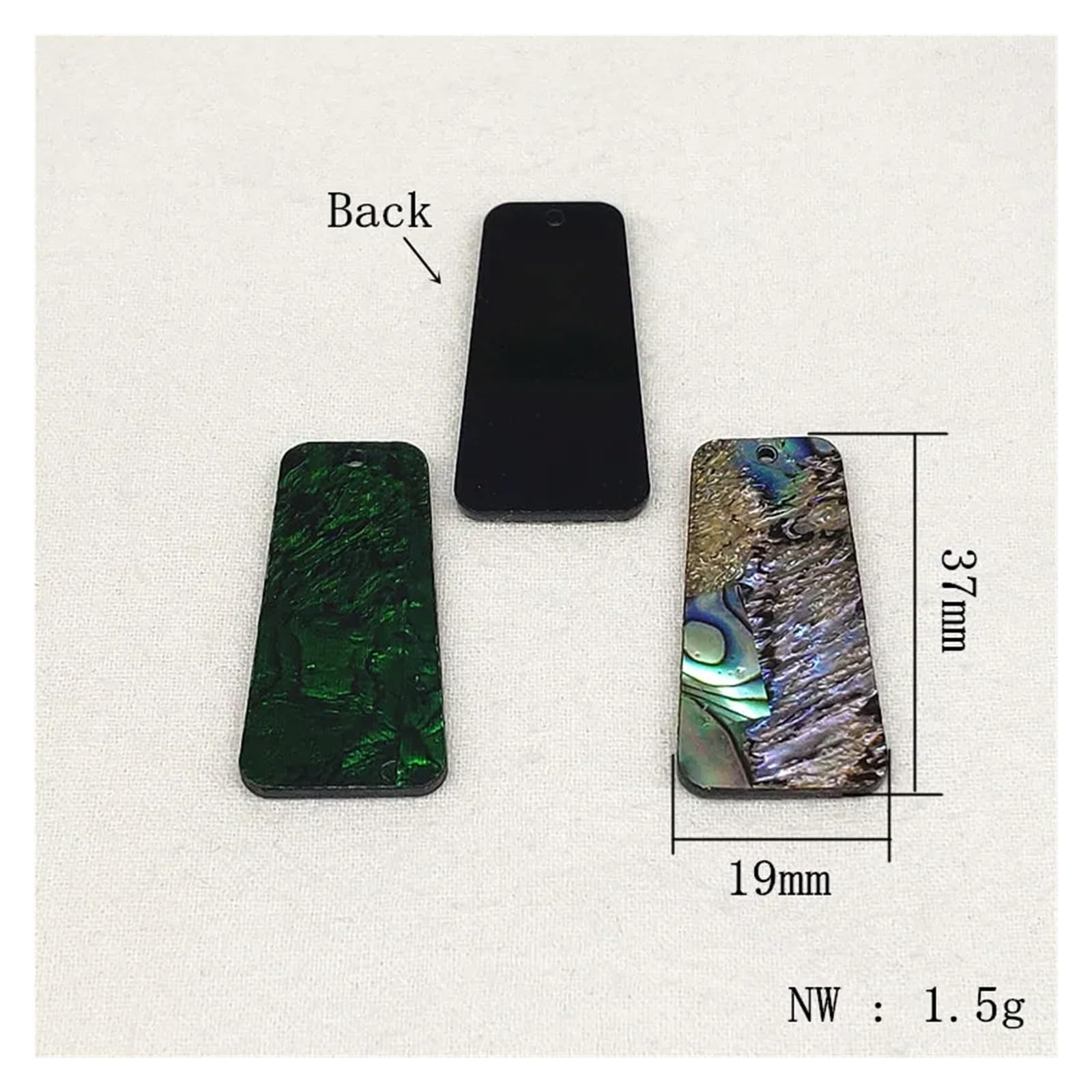 LIUCH 37x19mm 30 szt. Akryl z muszlą trapezowy urok na półprodukty do biżuterii/kolczyki DIY części, półfabrykaty i komponenty do biżuterii(Black)
