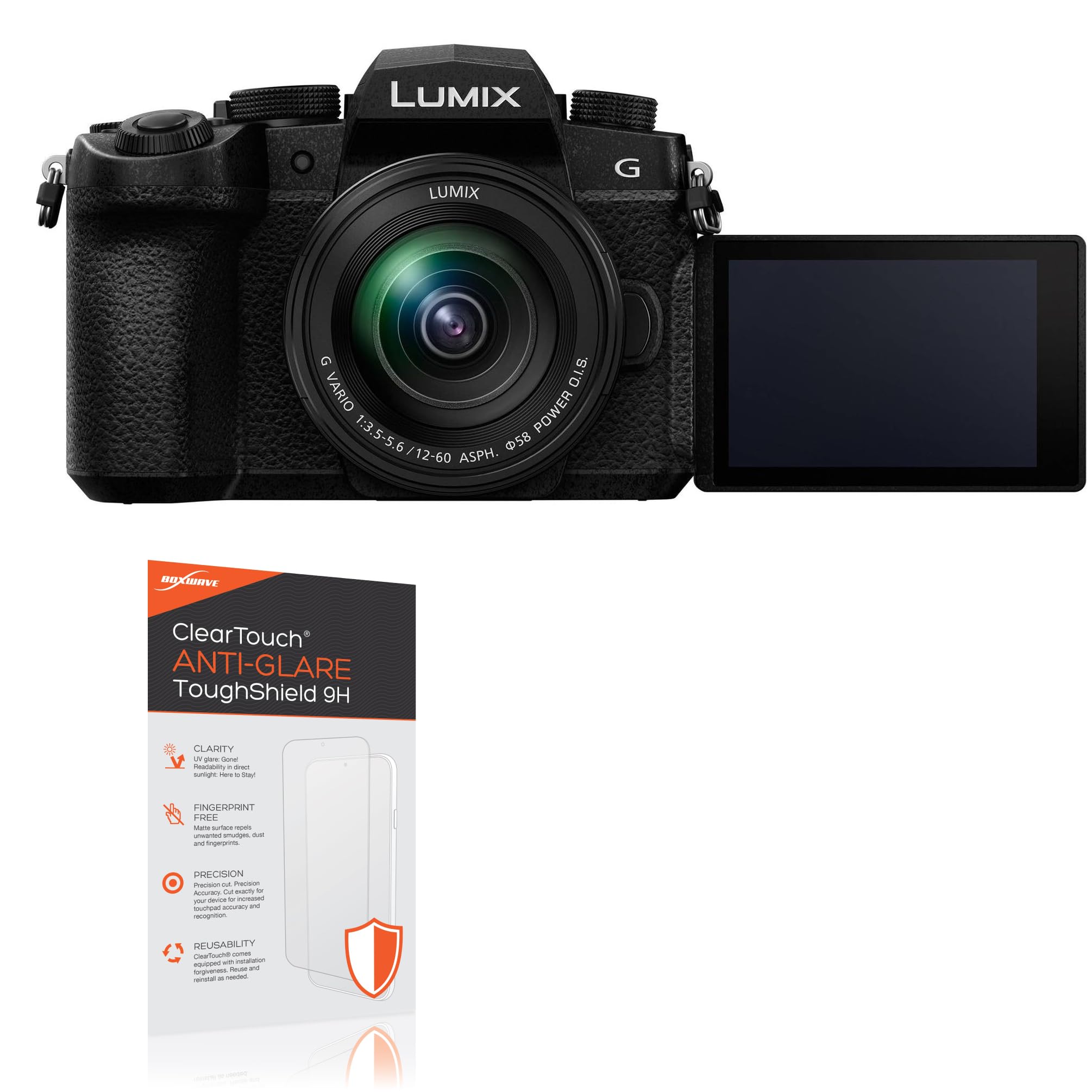 BoxWave Screen Protector Compatible with Panasonic Lumix G95 (DC-G95MK) - ClearTouch Anti-Glare ToughShield 9H (2-Pack), Anti-Glare 9H Tough Flexible Film Screen Protector