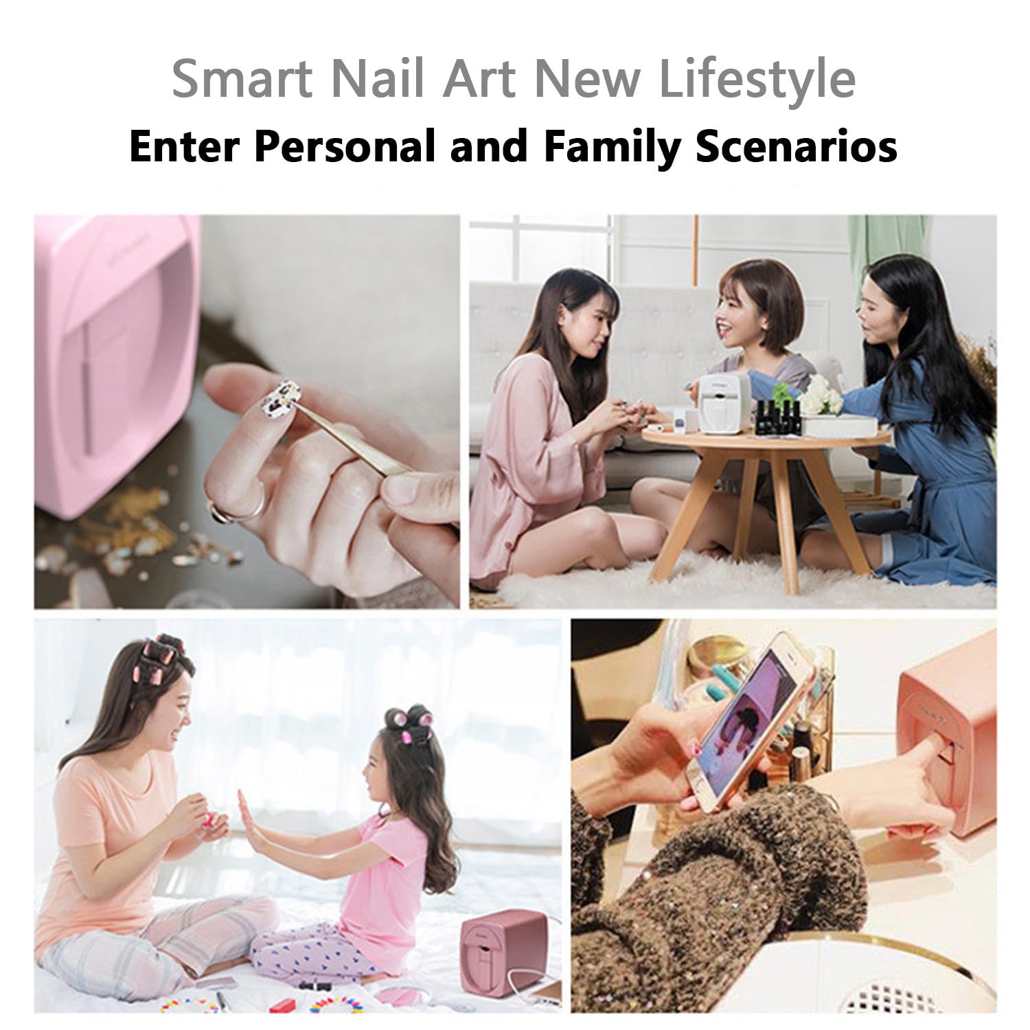 Stampante digitale per nail art mobile, stampante per nail art 3D, stampa rapida 25, controllo app, modello personalizzabile, stampa e asciugatura due in uno, adatta per saloni di unghie, bianco