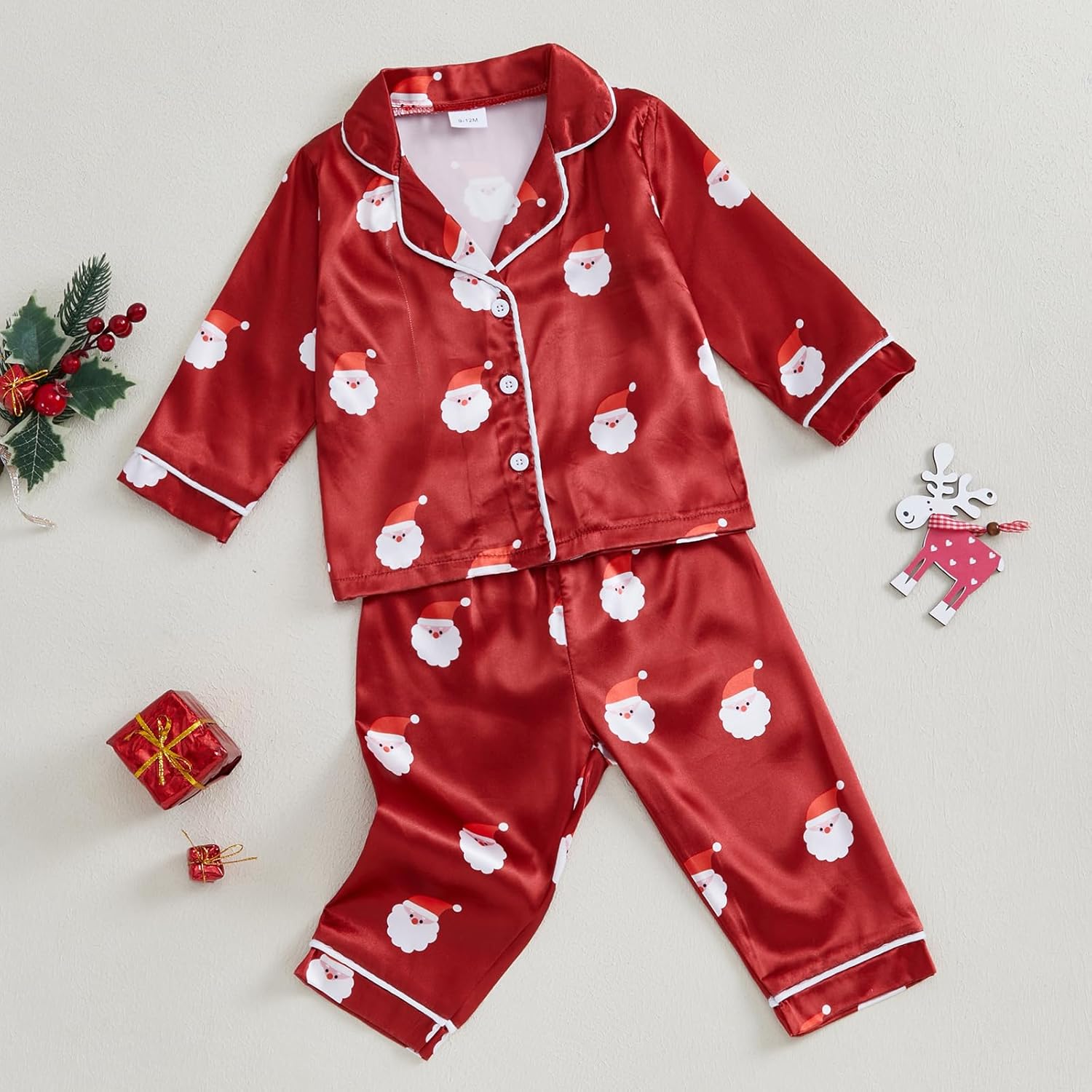 Christmas Pajamas For Kids Toddler Girl Boys Pjs Santa Shirts Tops Long Pants Lounge Suit Sleepwear Fall Pjs Set - Image 3