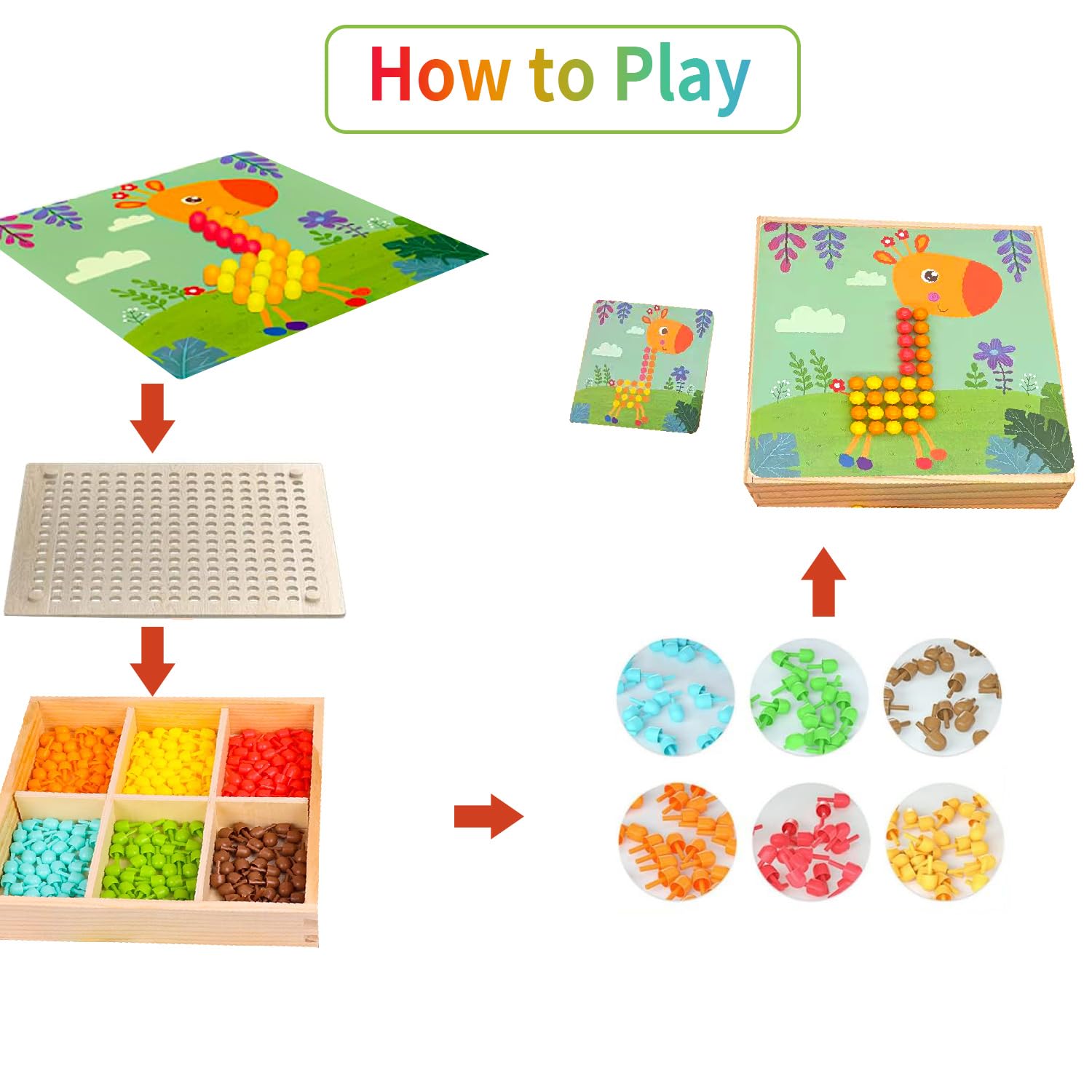 AOUVT Jouets En Mosaïque, Jeu De Plug-in De Mosaïque Pour Enfants