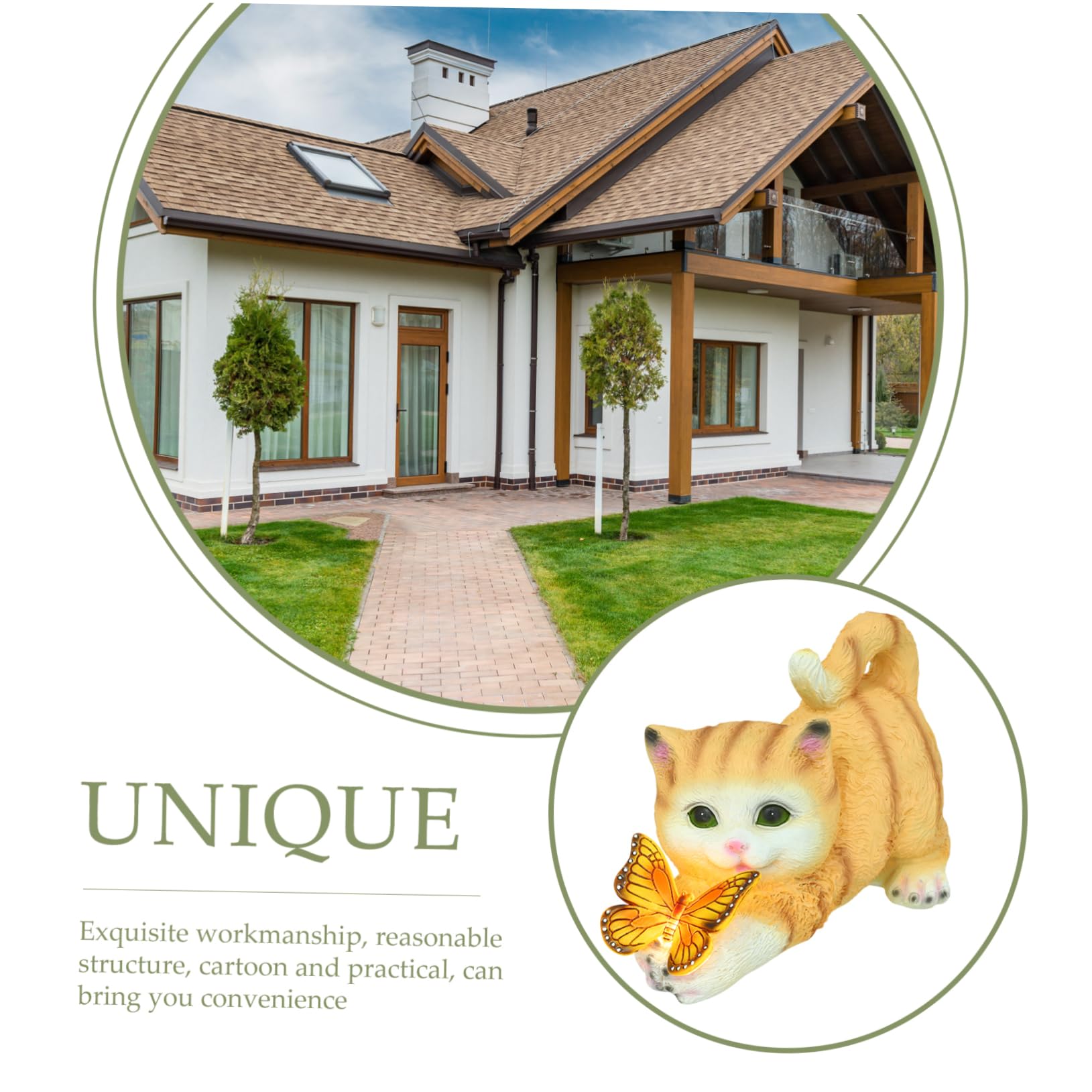 Gelbe Katzenfigur aus Kunstharz, Realistische Deko für Garten und Raum | Kompaktes Katzenmodell, Dekorativer Akzent für Sammler und Lehrkräfte, Detailreiche Form mit Feiner Ausarbeitung