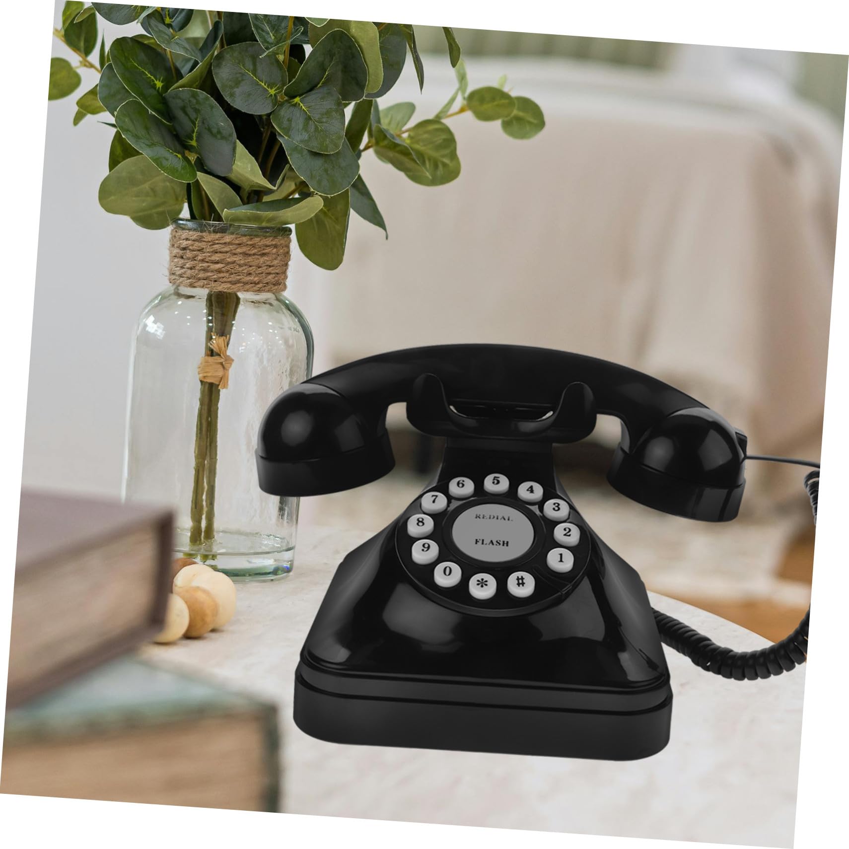 Teléfono Antiguo Retro Vintage Cable Negro Abs para Oficina | Modelo Fijo de Escritorio, Estilo Clásico Elegante, Uso en Hogar y Despacho