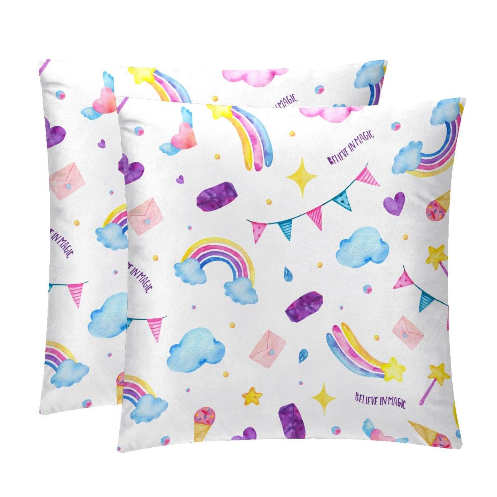 TDGKPZ Rainbow Cloud Throw Pillow Covers 2 Pack Cushion Cases Decorative Pillow Cases Home Decor 50x50cm