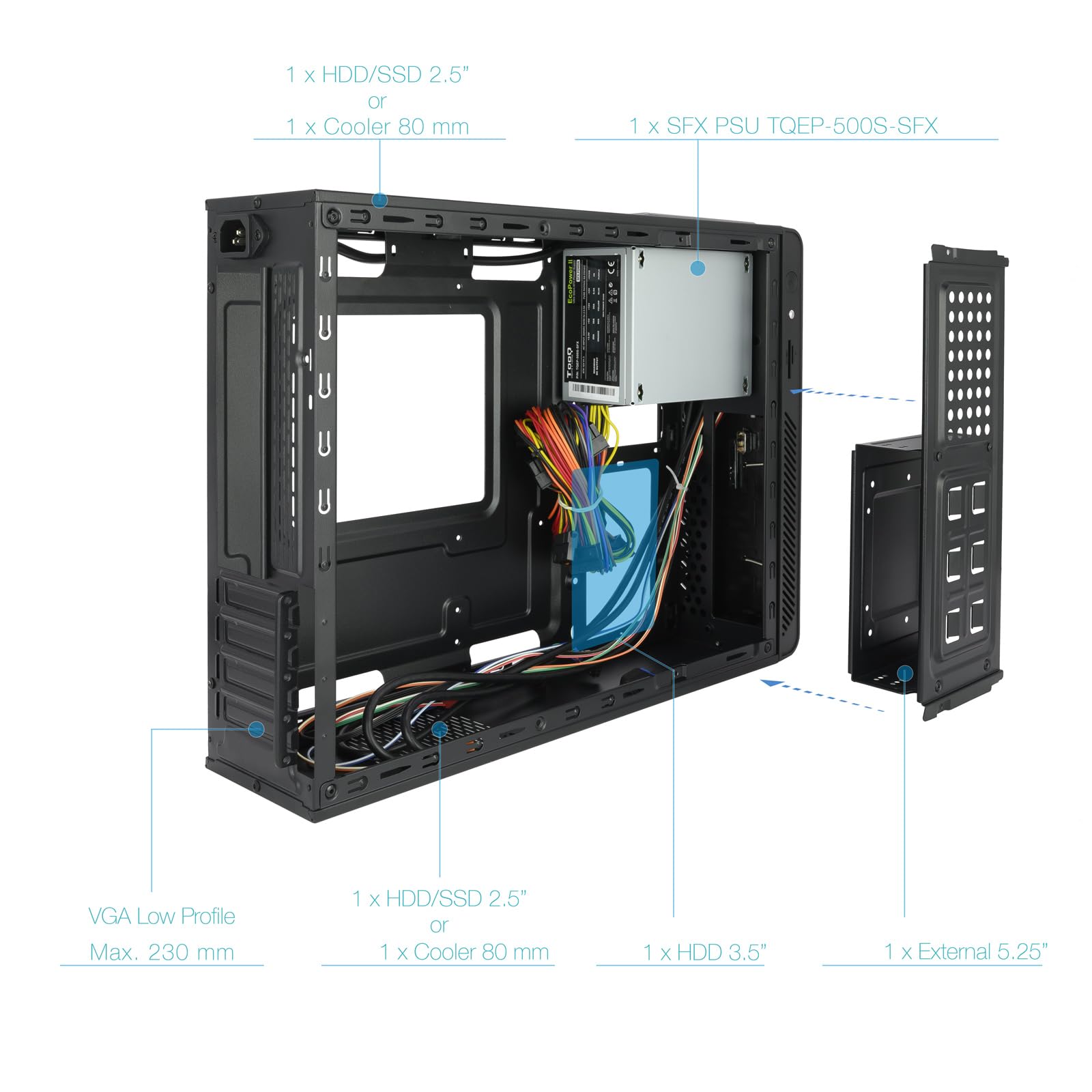 TOOQ TQC-3006DU3C + Fuente de Alimentación 500W