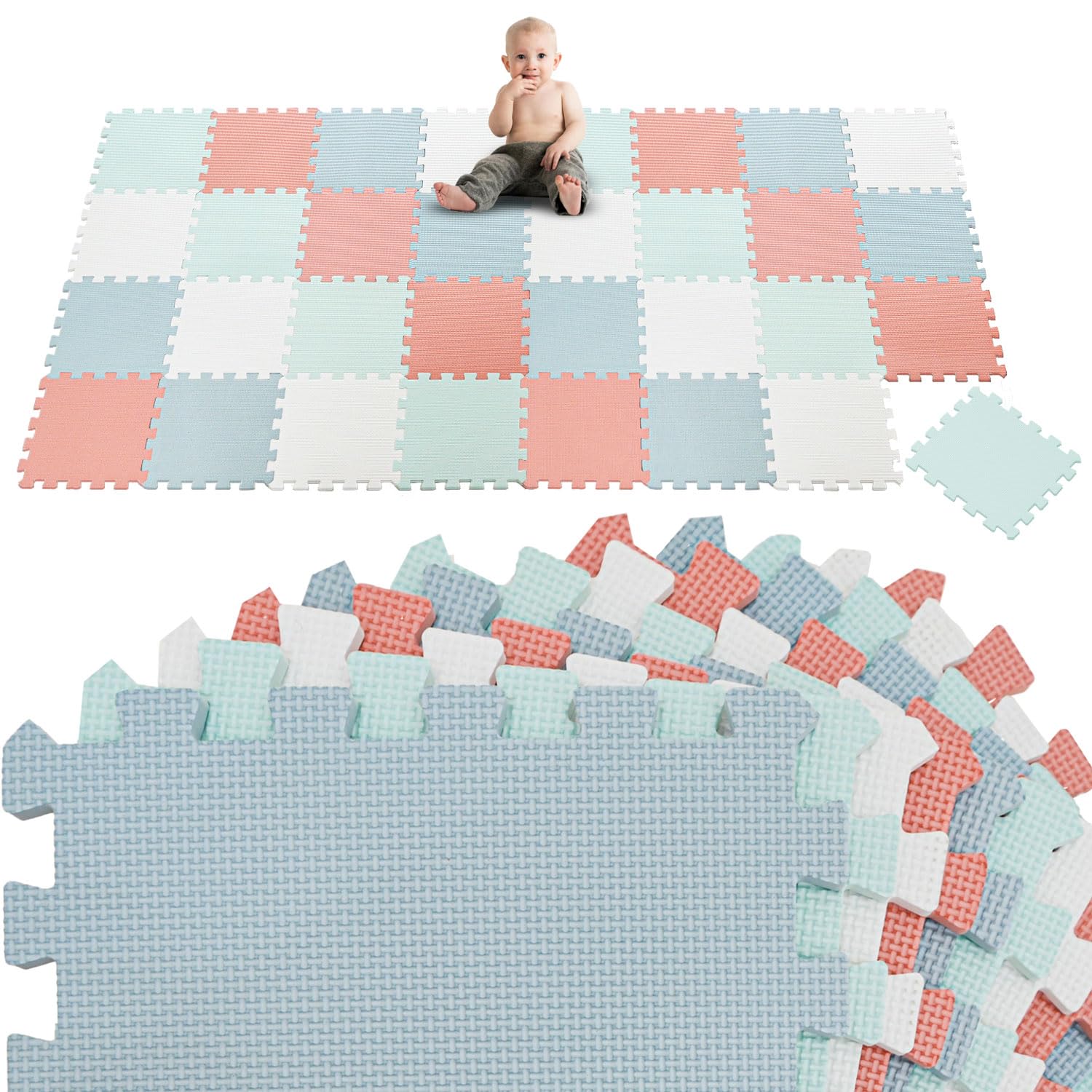 LittleTom 36 Teile Spielmatte für Baby ab Null - 30x30 Krabbelmatte - Spielmatte für Kinder Spieldecke - Bodenmatte Kinderzimmer Activity Bodenschutzmatte Spielzeug