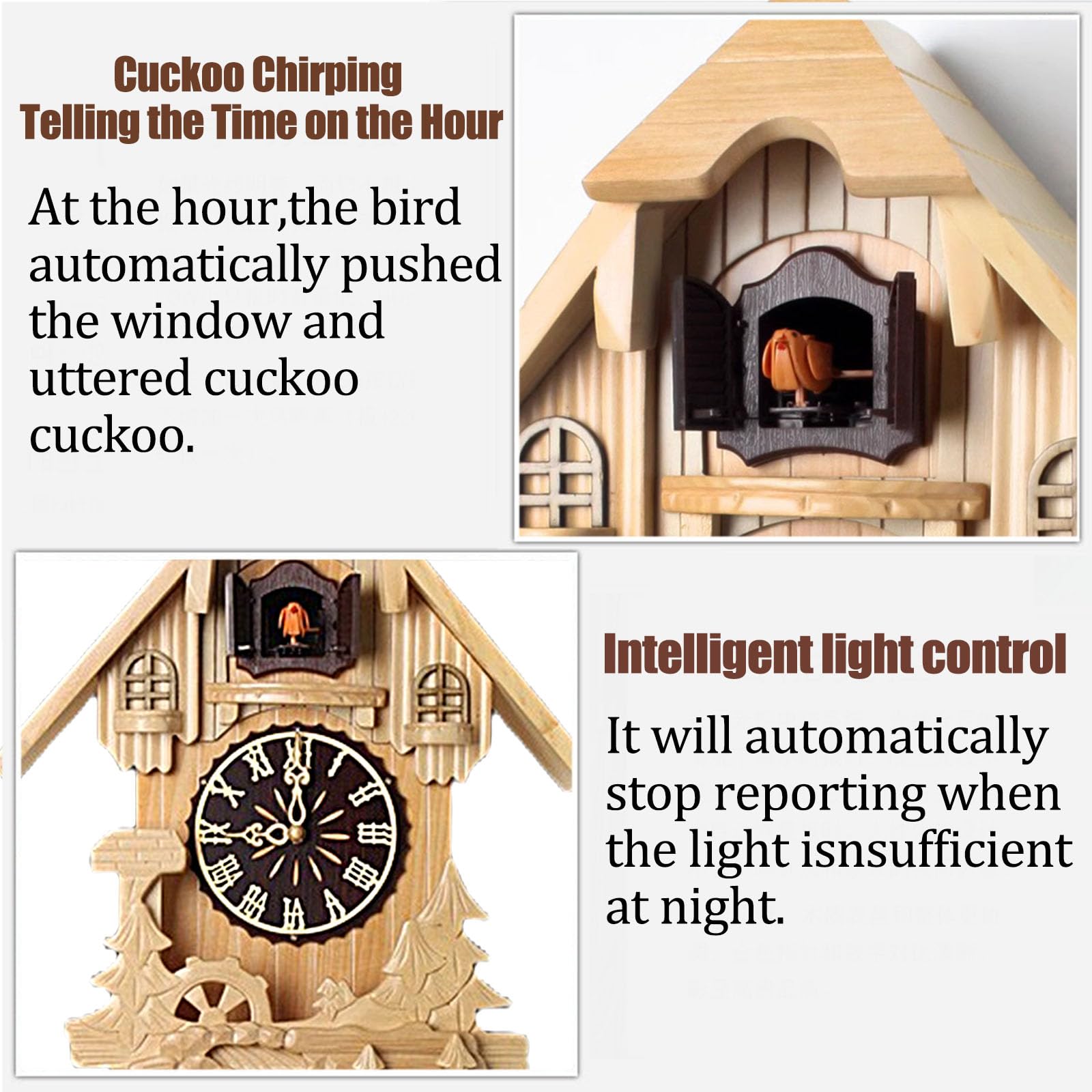 Relojes De Cuco,Reloj De Pared,Madera Maciza De Cuco De La Selva Negra De Relojes De Cuco para Cocina Salón Apartamento Cuco Reloj De Cuco De Tradicional Relojes De Cuco