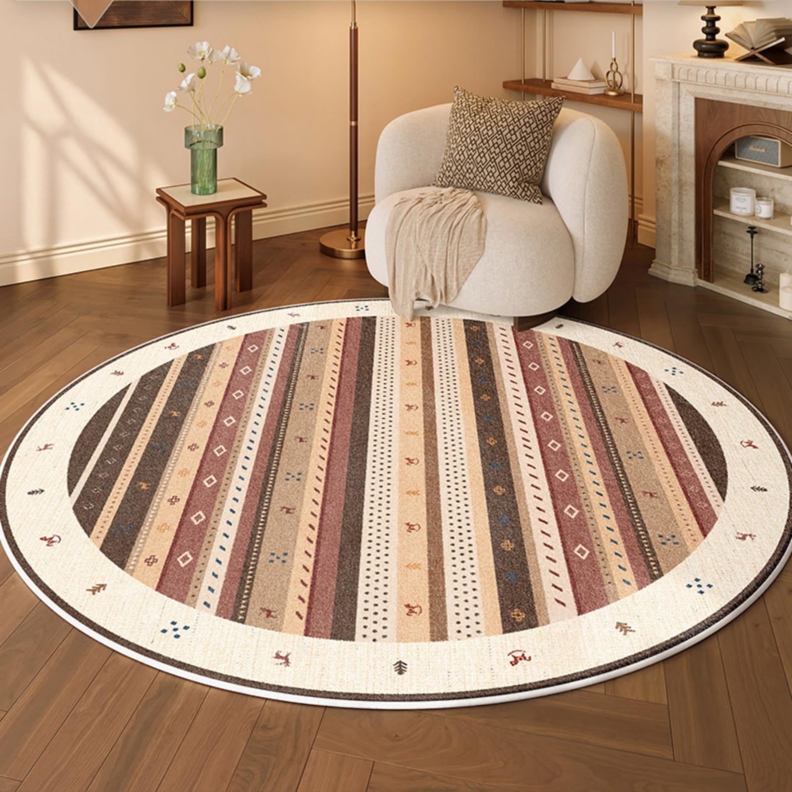 Tapis pour l'intérieur et l'extérieur rond lavable 120cm